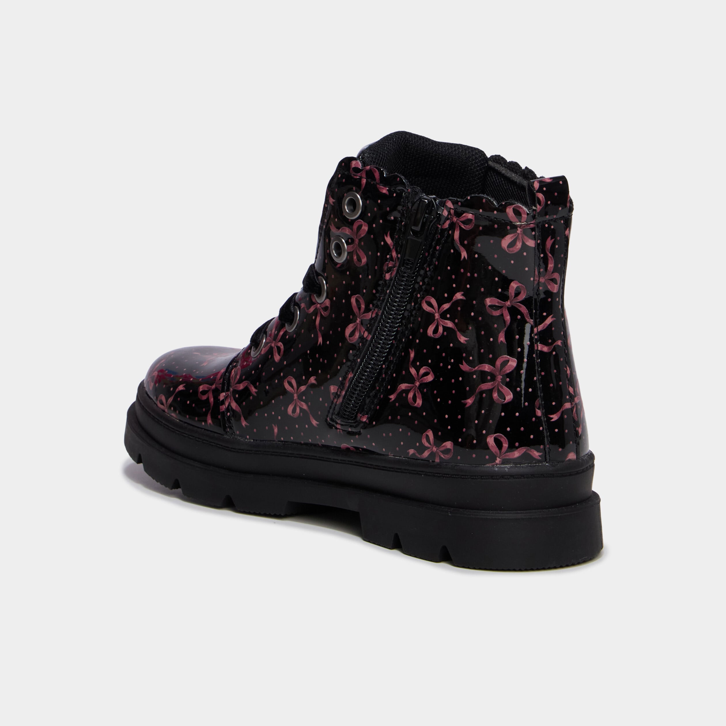 Boots vernies crant&eacute;es noir fille