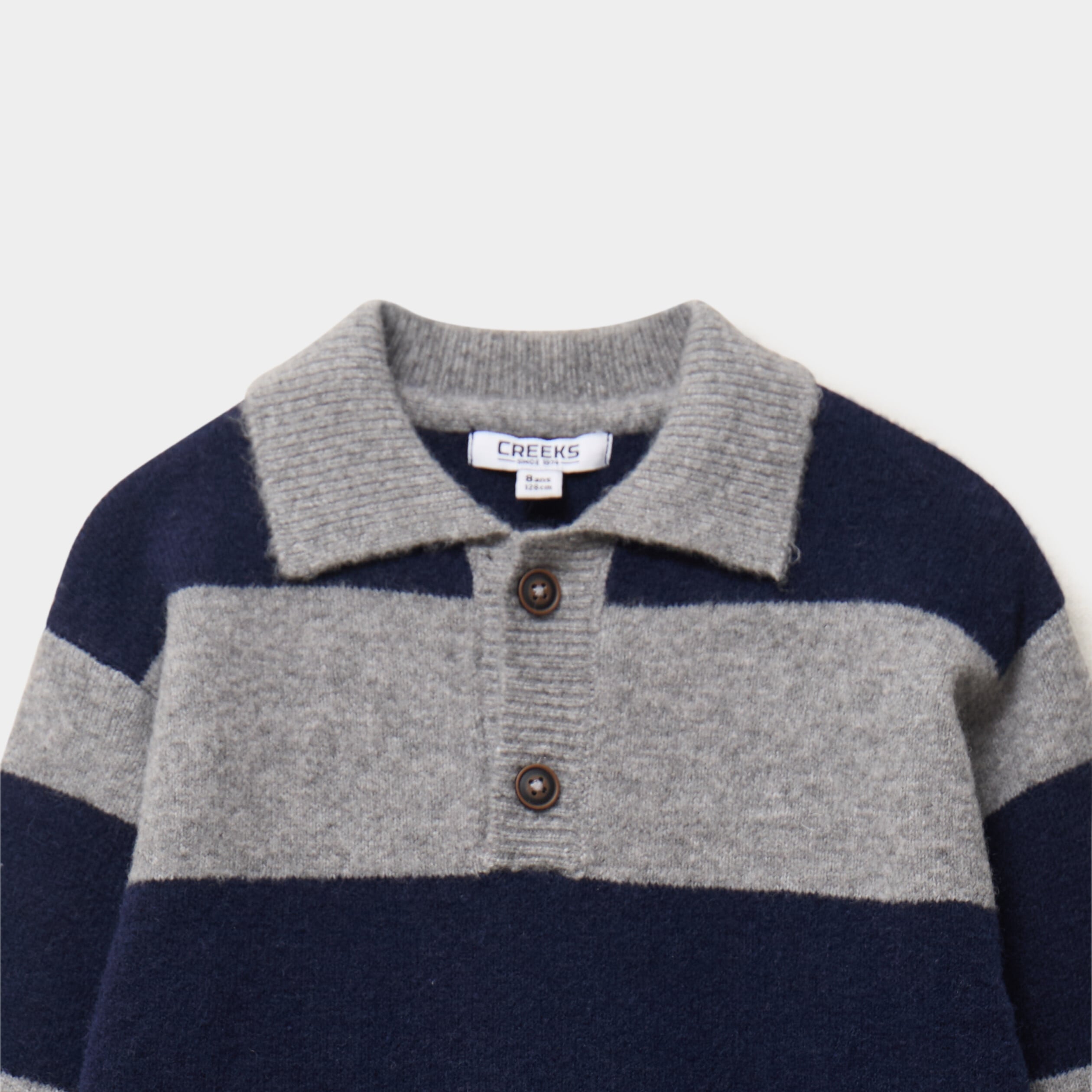 Pull col polo manches longues bleu canard gar&ccedil;on