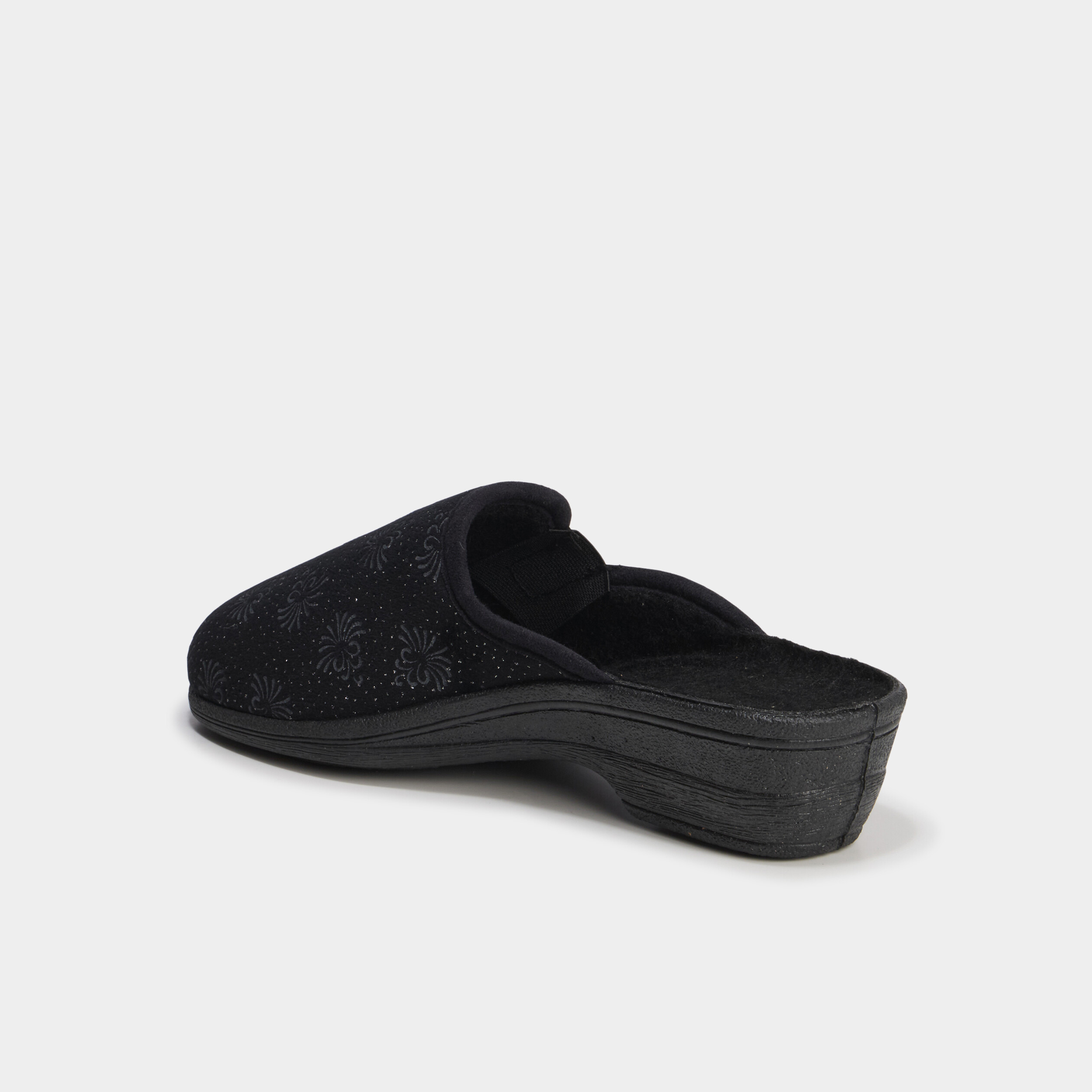 Chaussons mules compensés noir femme