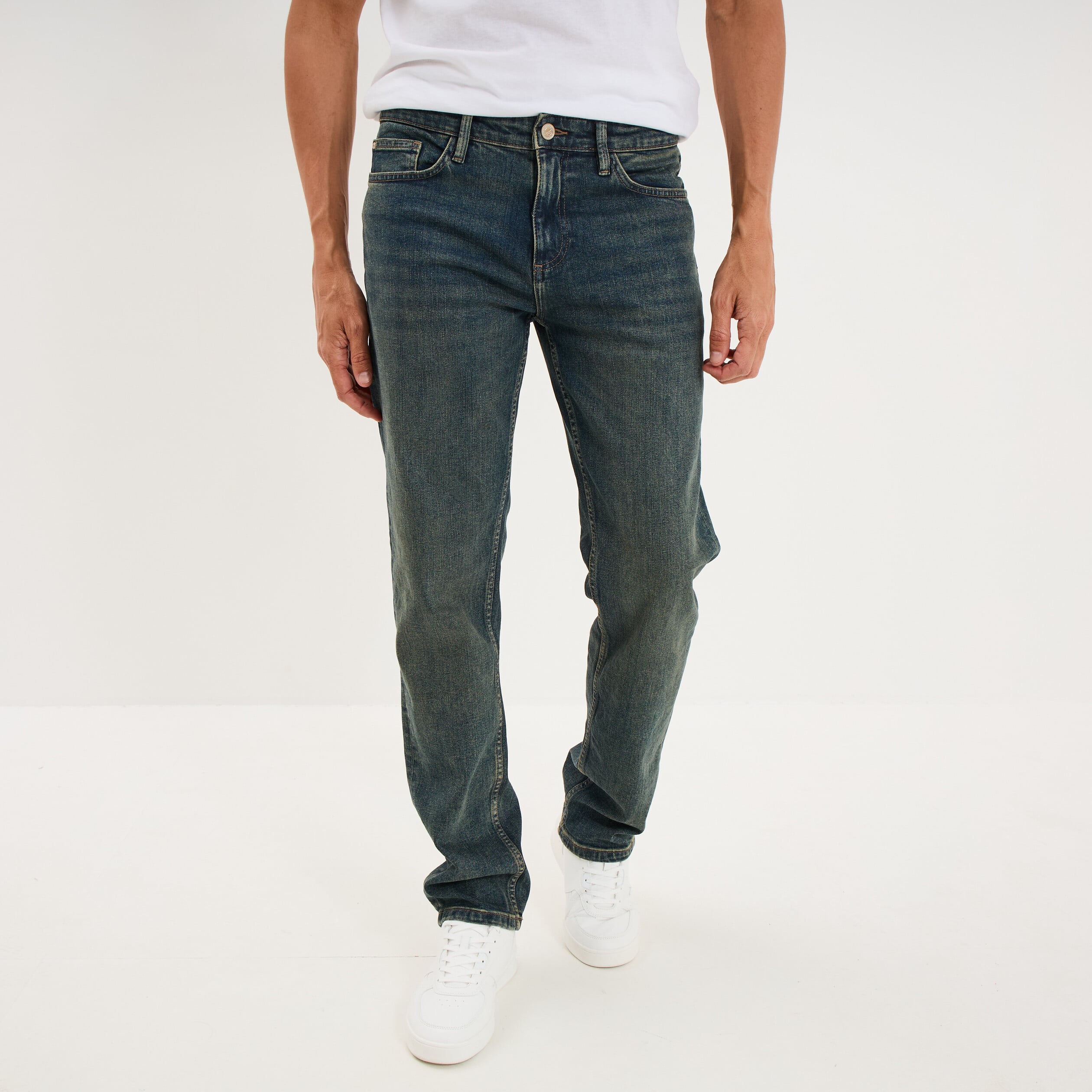 Jeans regular 5 poches denim dirty homme