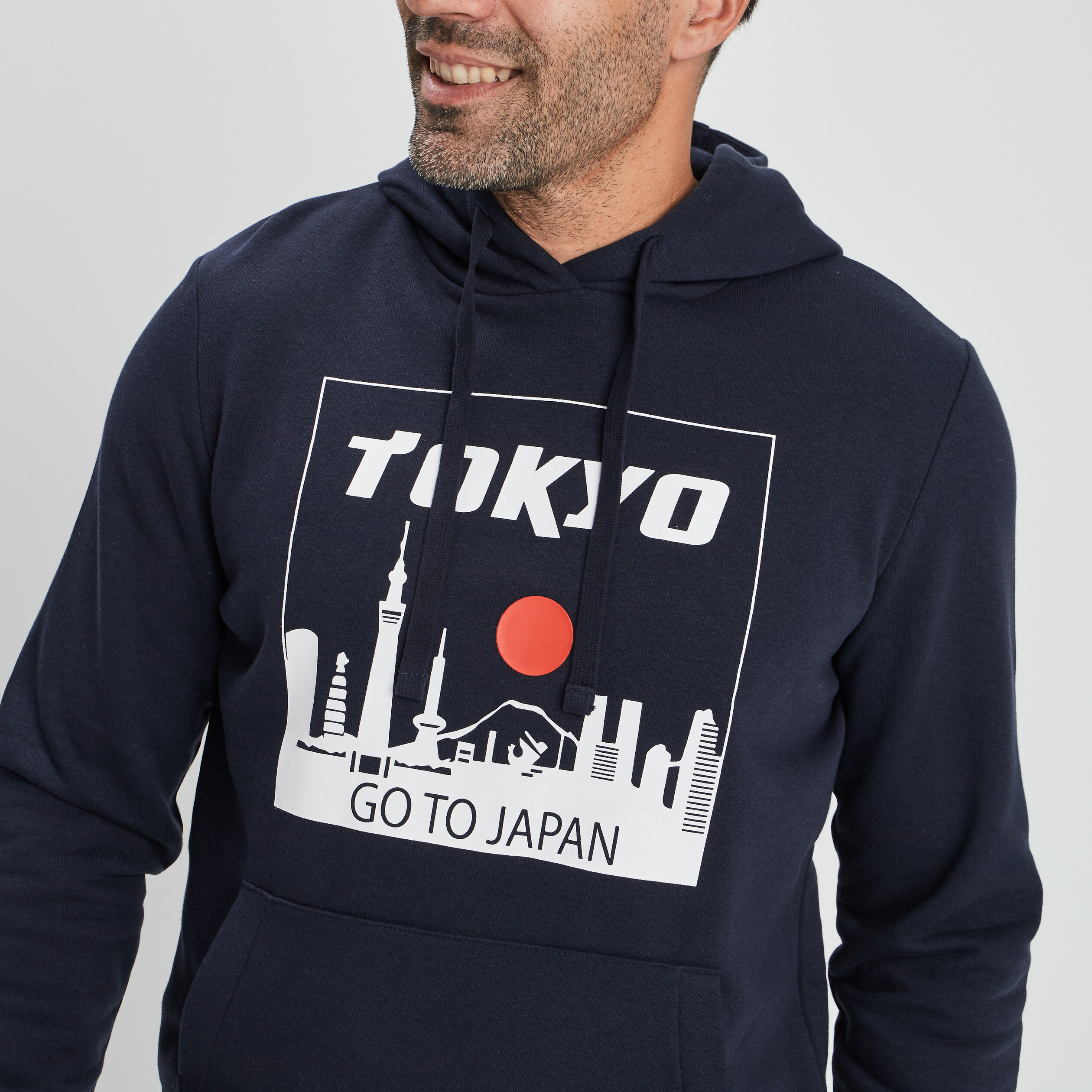 Sweat à capuche hoodie bleu marine homme