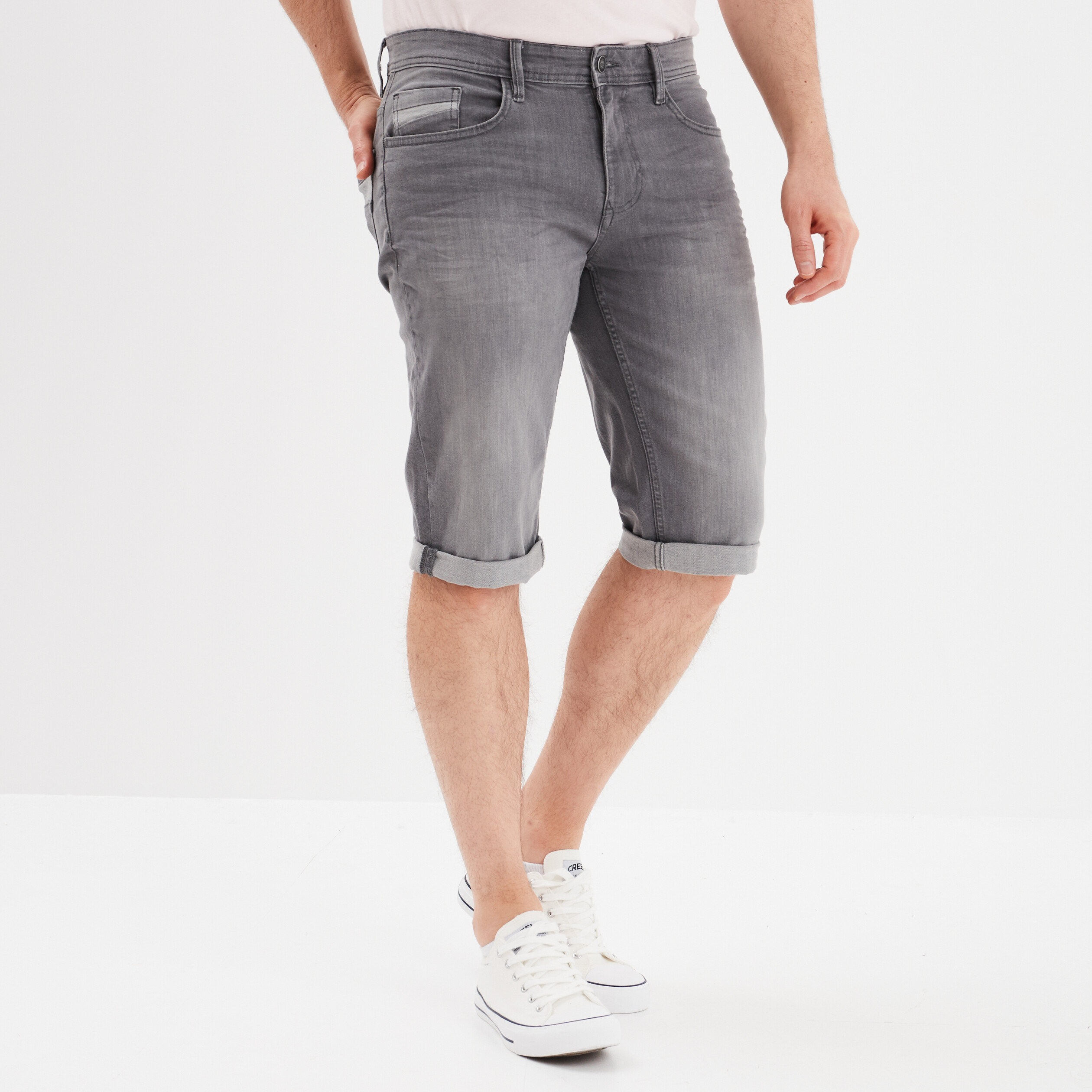 Bermuda short en jean regular denim gris homme