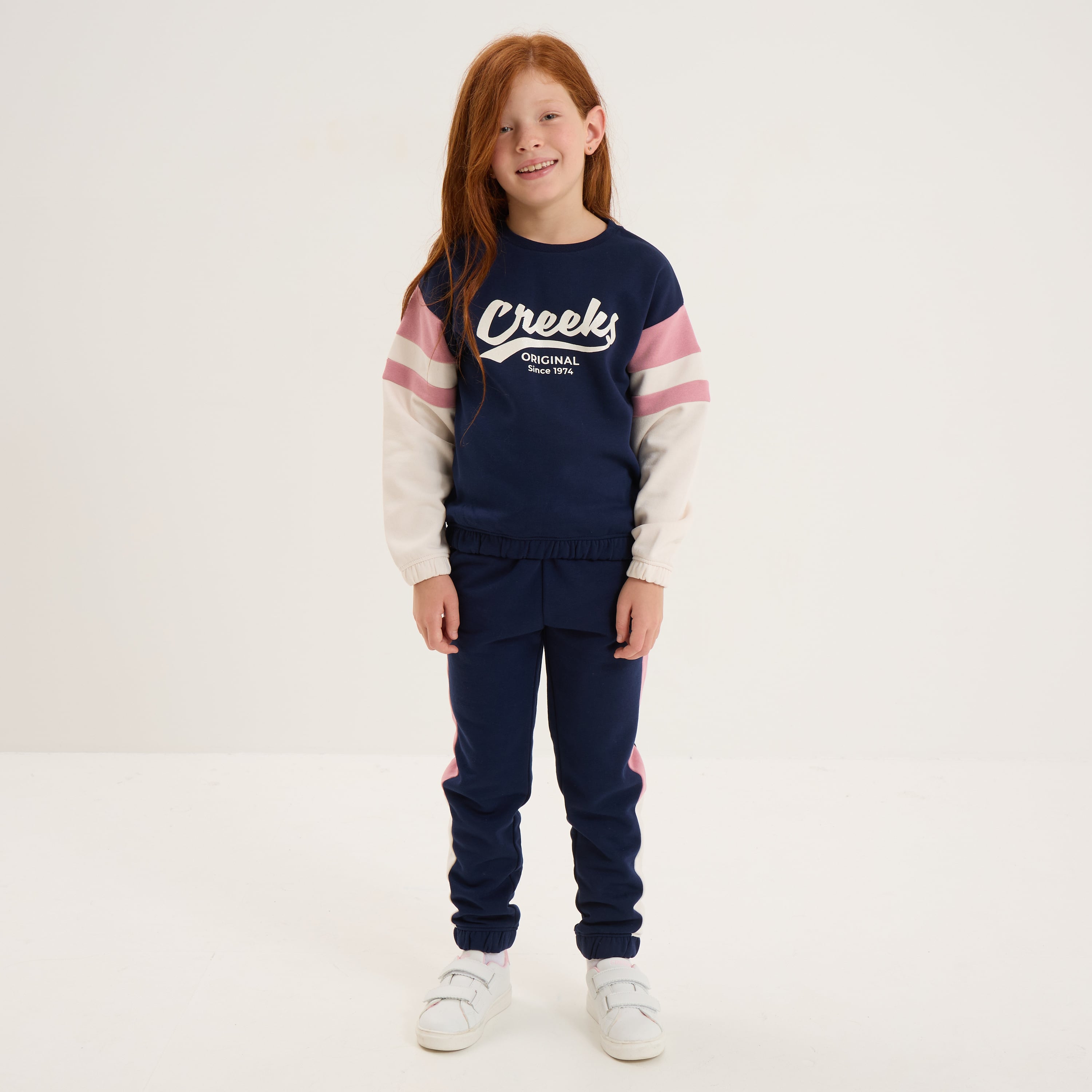Ensemble jogging sweat et pantalon coton bleu marine fille