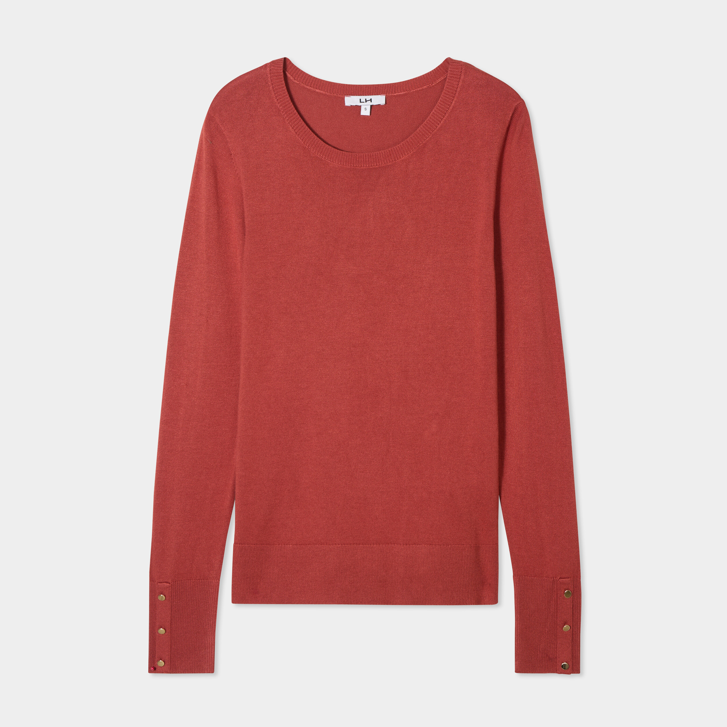 pull col rond boutons aux poignets vieux rose femme Pull col rond boutons aux poignets vieux rose femme