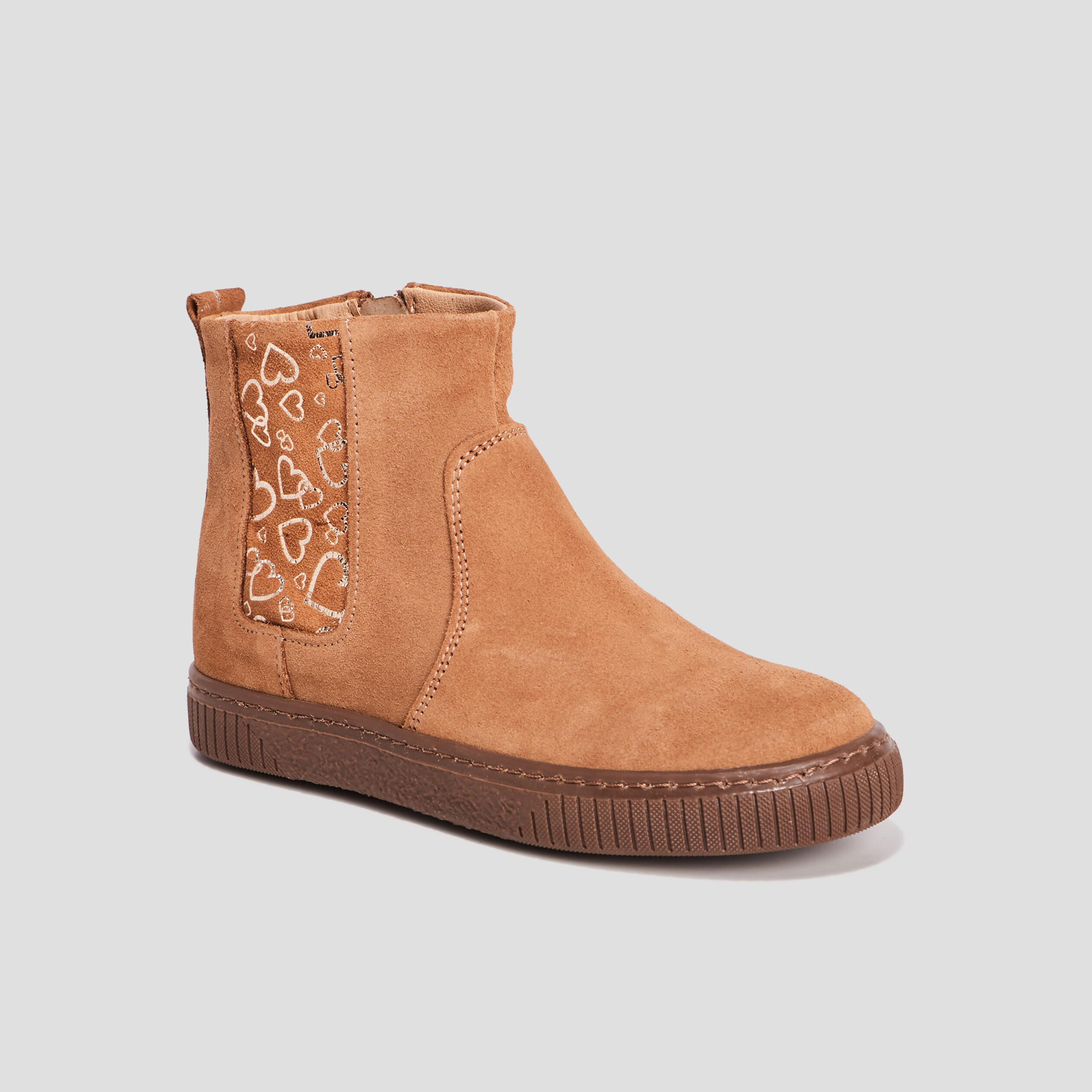 bottines zippees en cuir camel fille Bottines zippées en cuir camel fille