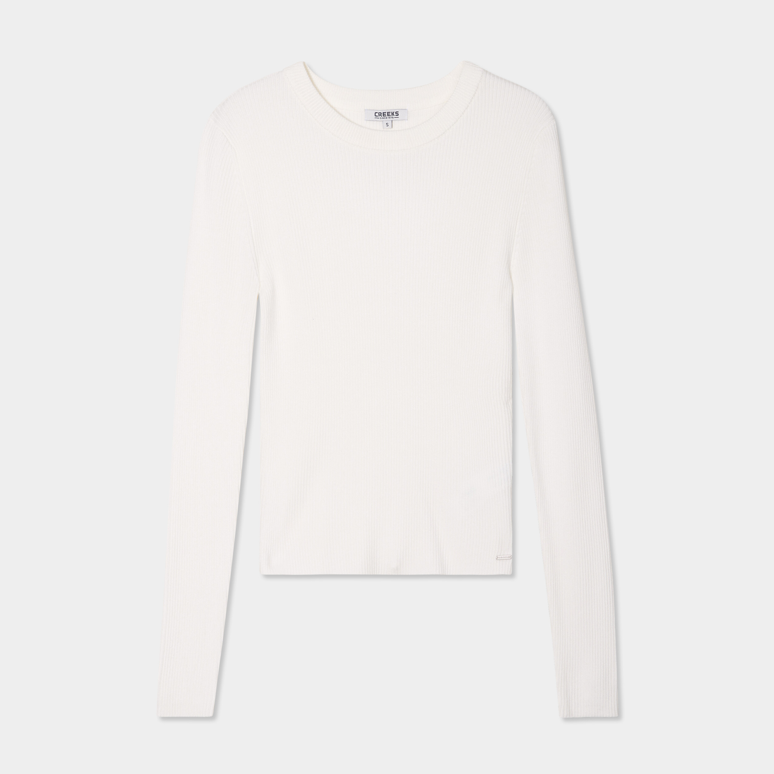 Pull c&ocirc;tel&eacute; manches longues Creeks blanc femme