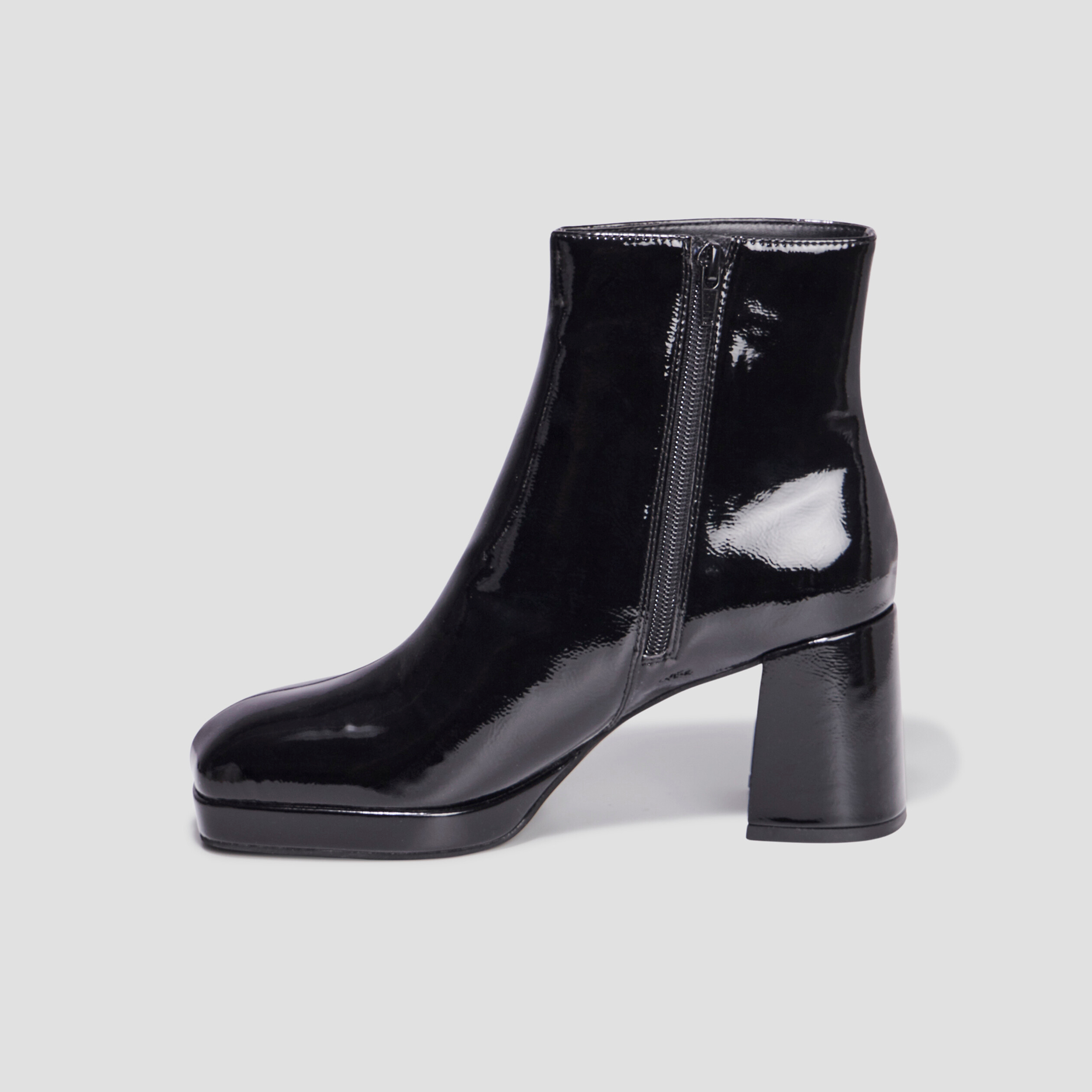 Bottines plateformes vernies &agrave; talons noir femme