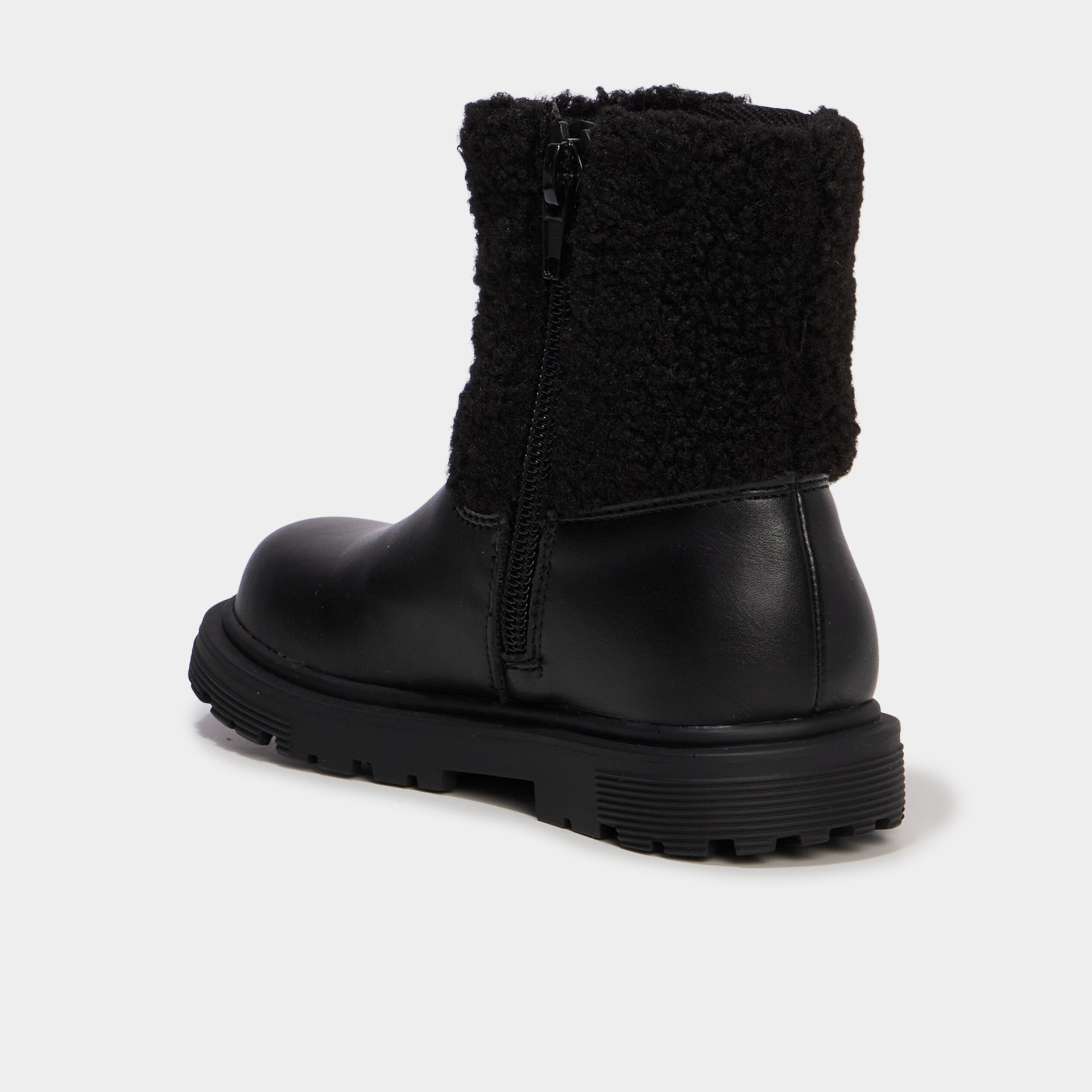 Boots boucles coeur et d&eacute;tails polaire noir fille
