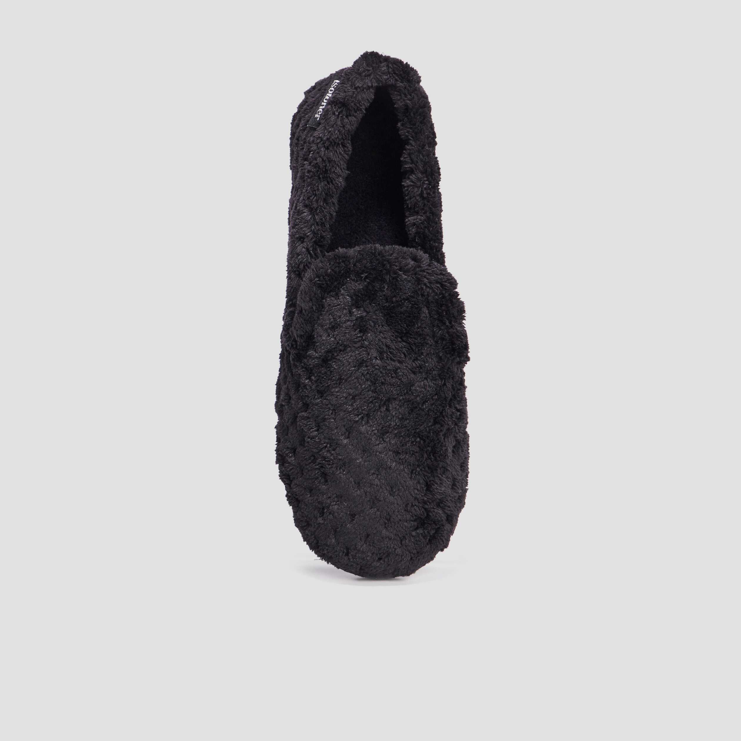 Pantoufles anti-d&eacute;rapantes fourr&eacute;es noir femme