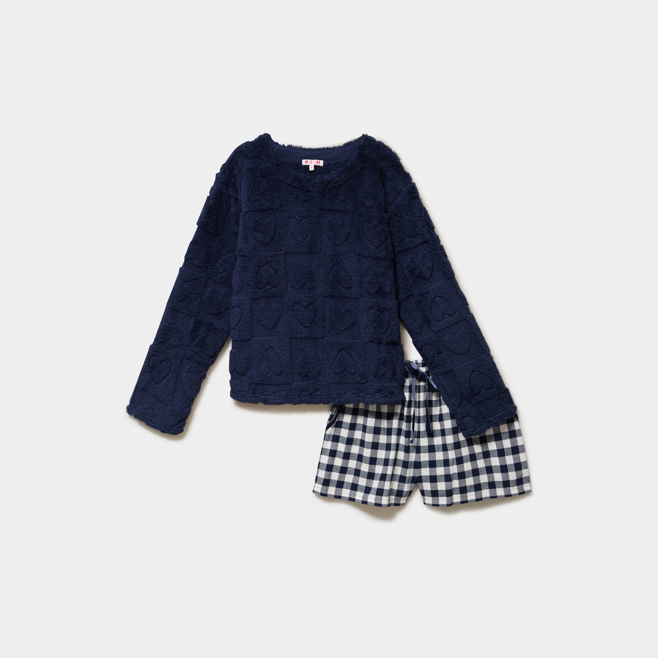 Ensemble pyjama polaire avec short bleu marine femme