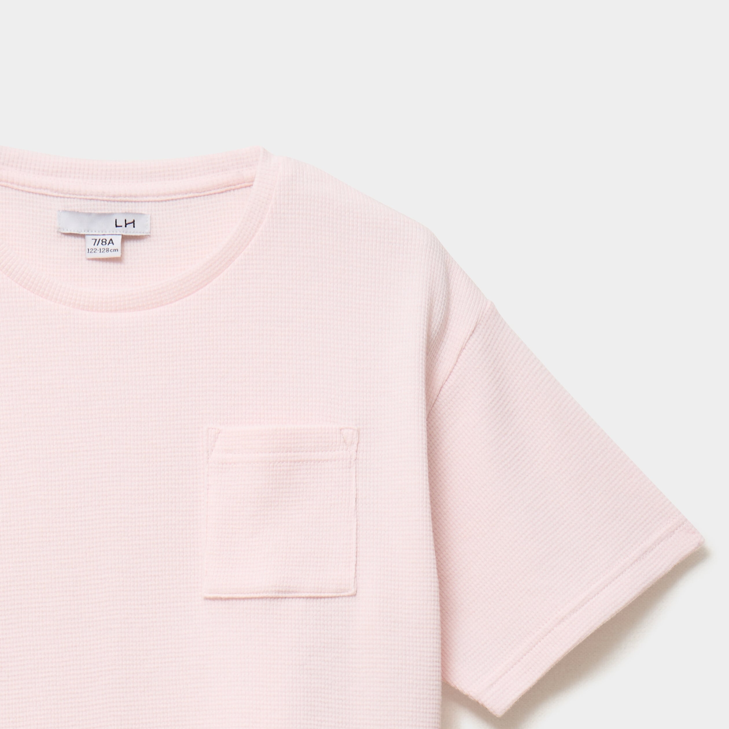 Ensemble pyjama short et t-shirt rose poudr&eacute;e fille