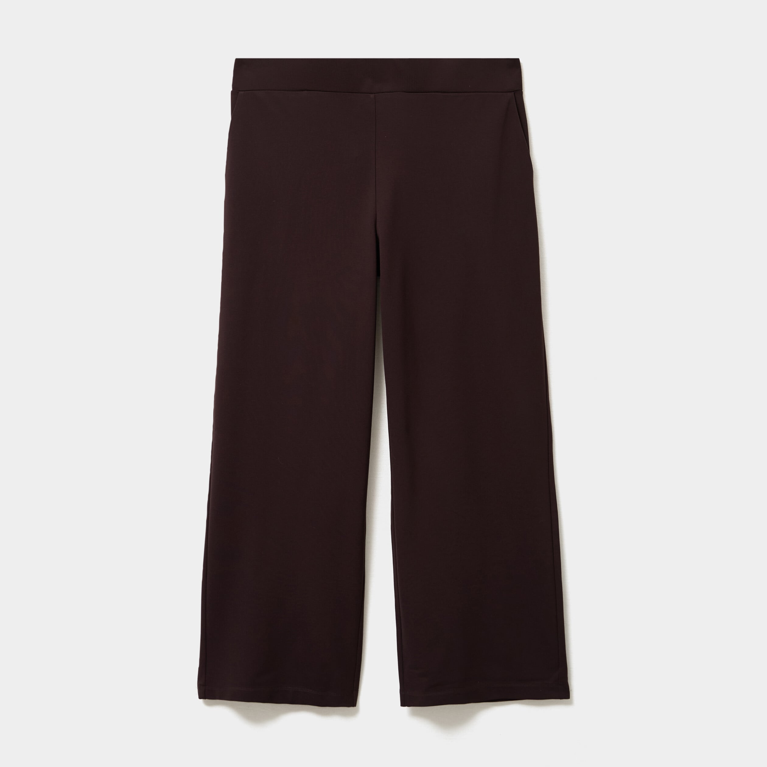 Pantalon large taille haute marron fonc&eacute; femme grande taille