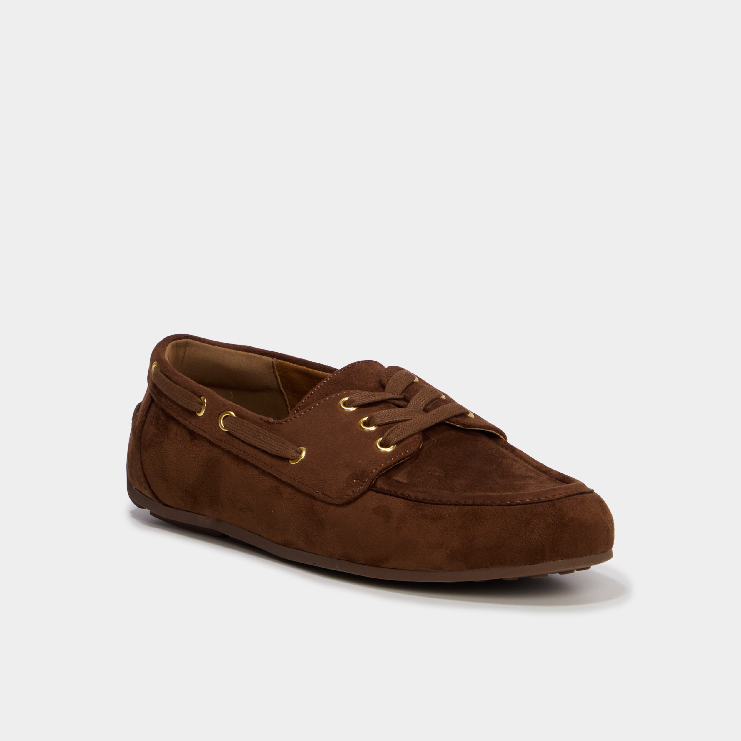 Mocassin en su&eacute;dine &agrave; lacets marron femme