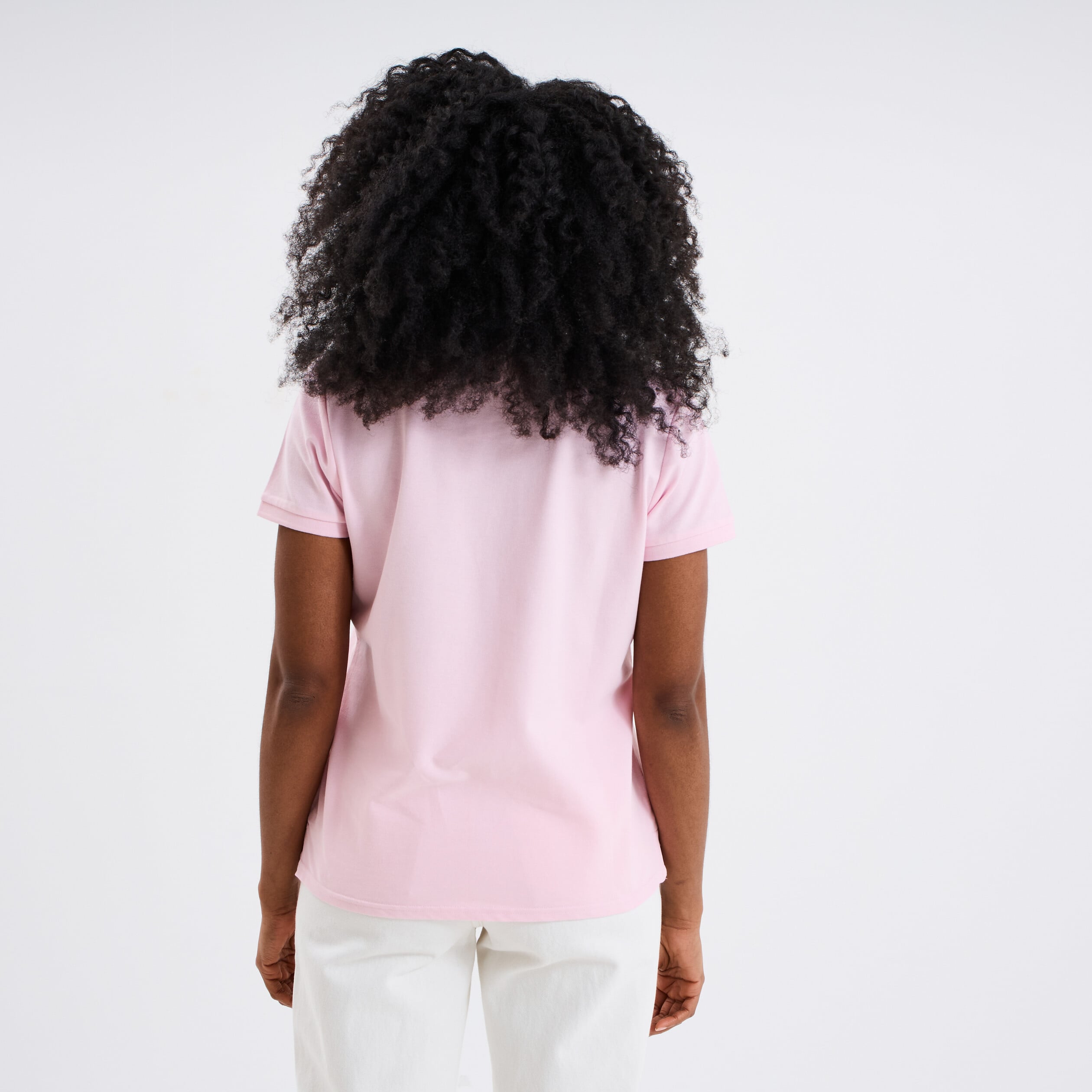 Polo piqu&eacute; ajust&eacute; manches courtes coton rose femme