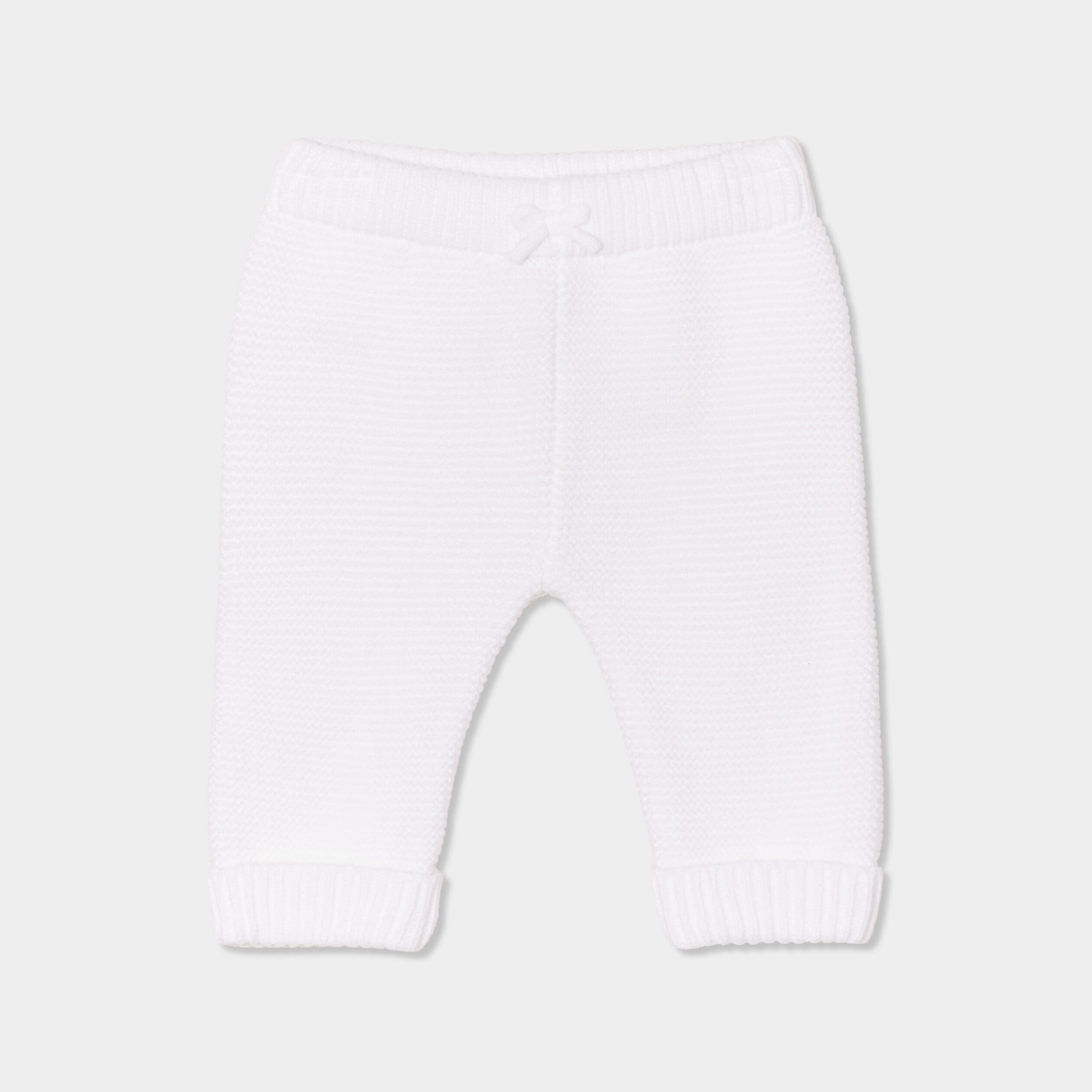 Pantalon tricot taille &eacute;lastiqu&eacute;e blanc b&eacute;b&eacute;