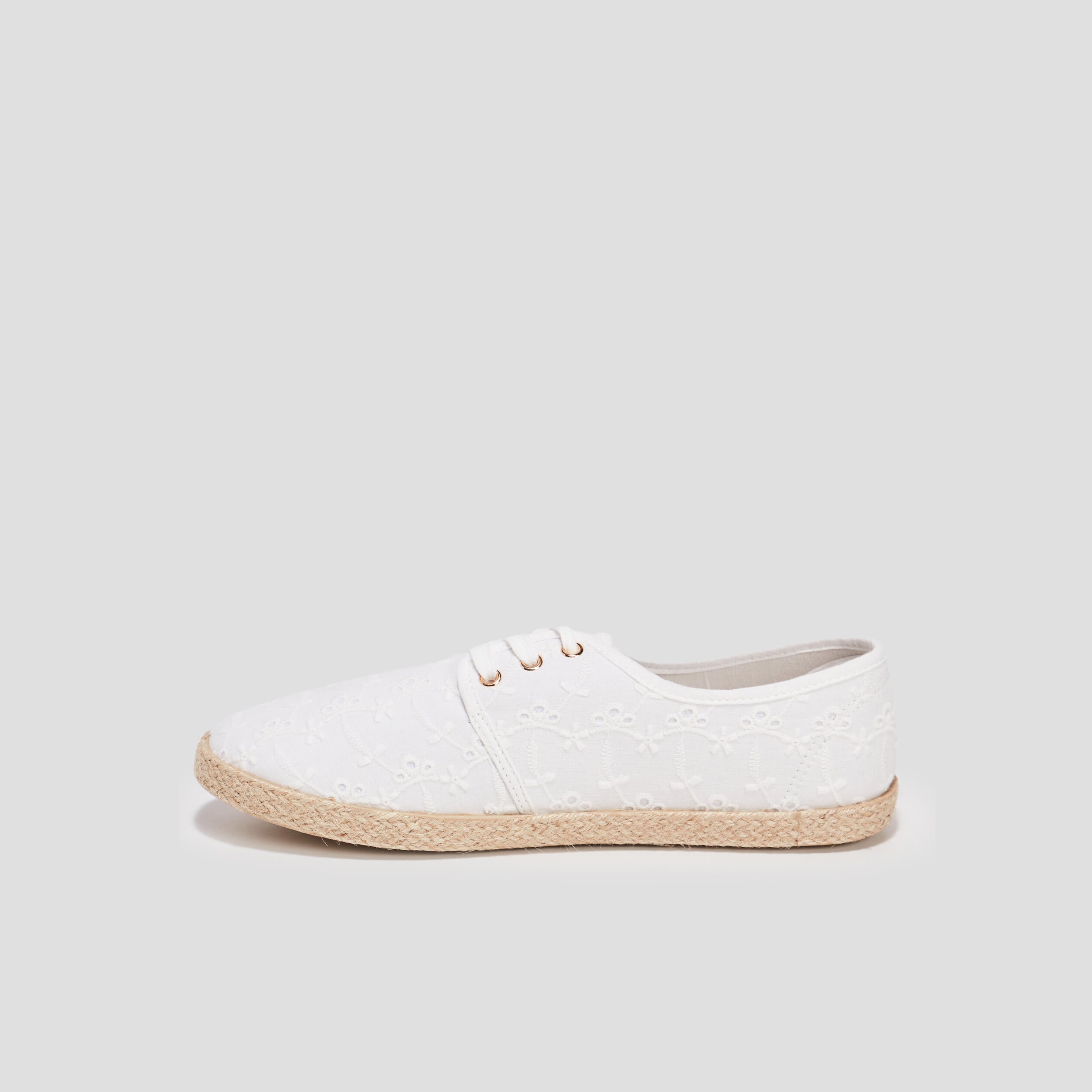 Derbies en toile &agrave; lacets blanc femme