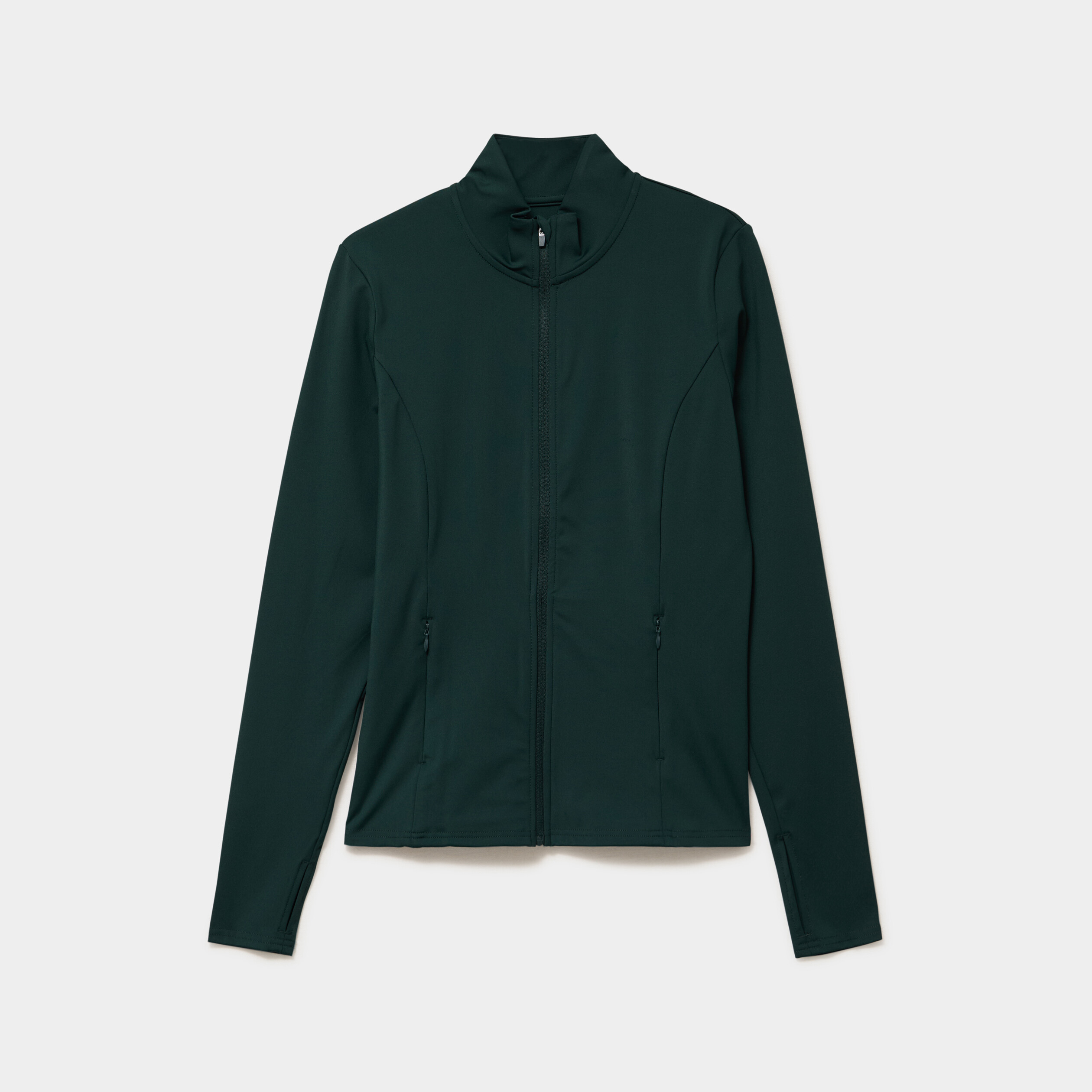 Veste de sport ajust&eacute;e avec fermeture vert fonc&eacute; femme