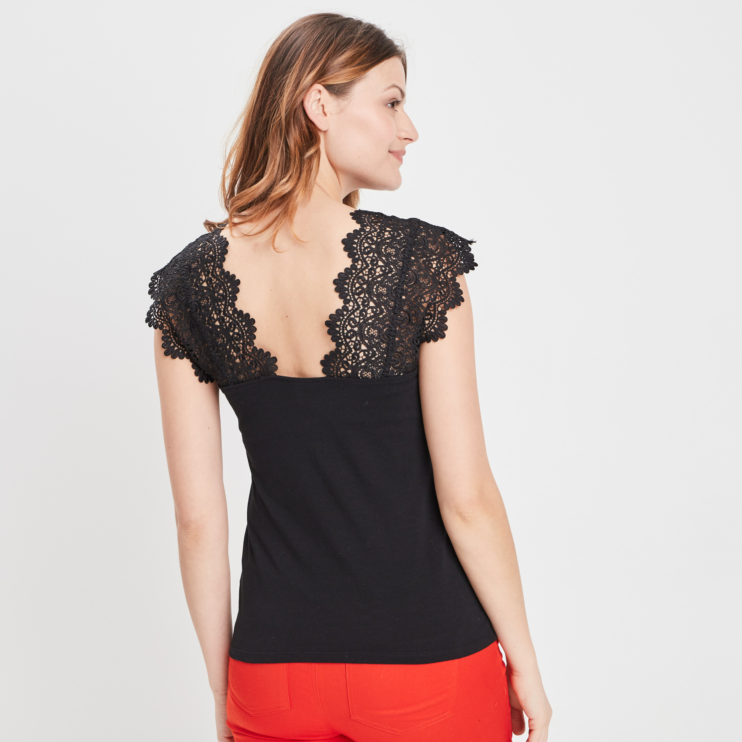 T-shirt manches courtes noir femme