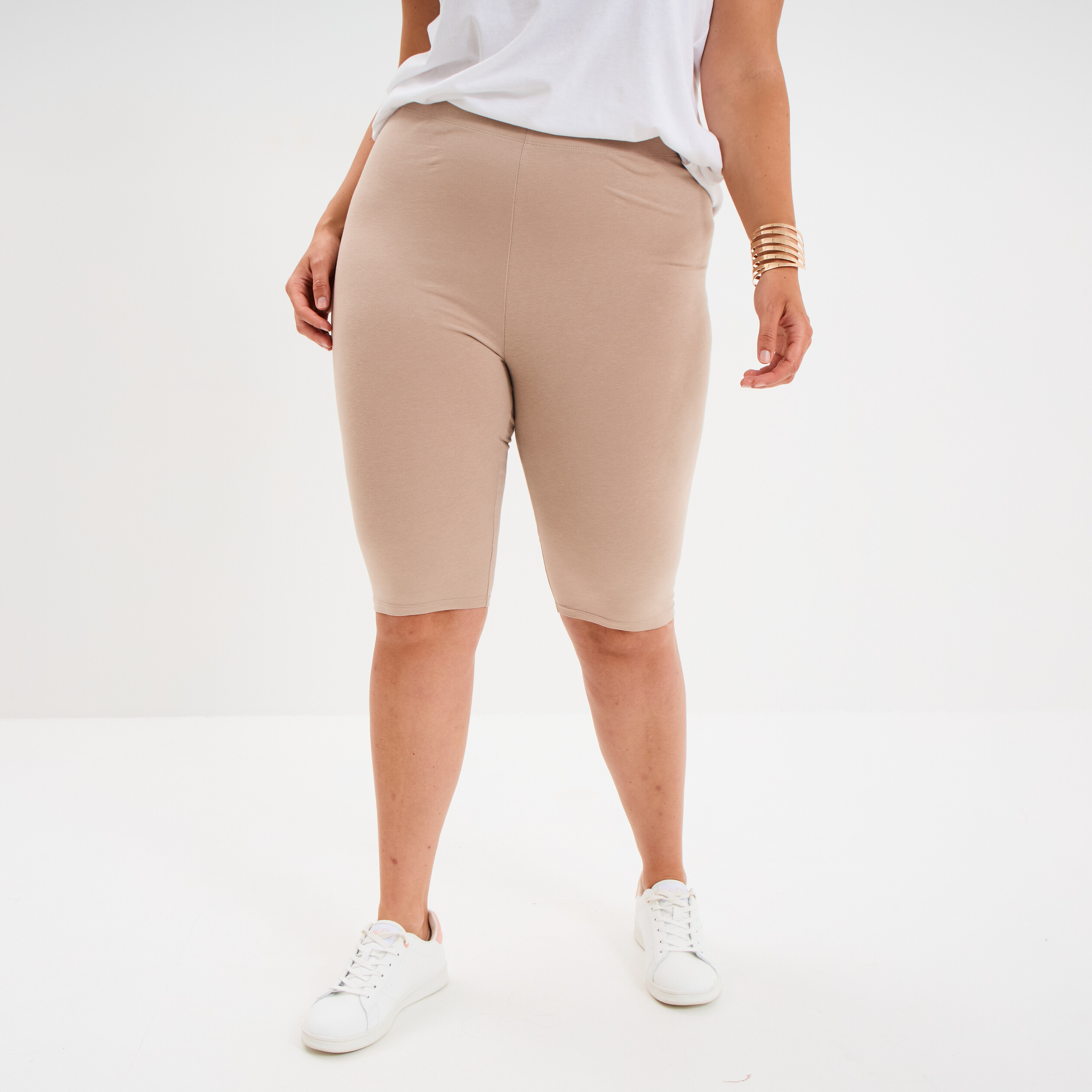 Short legging cycliste coton sable femme grande taille