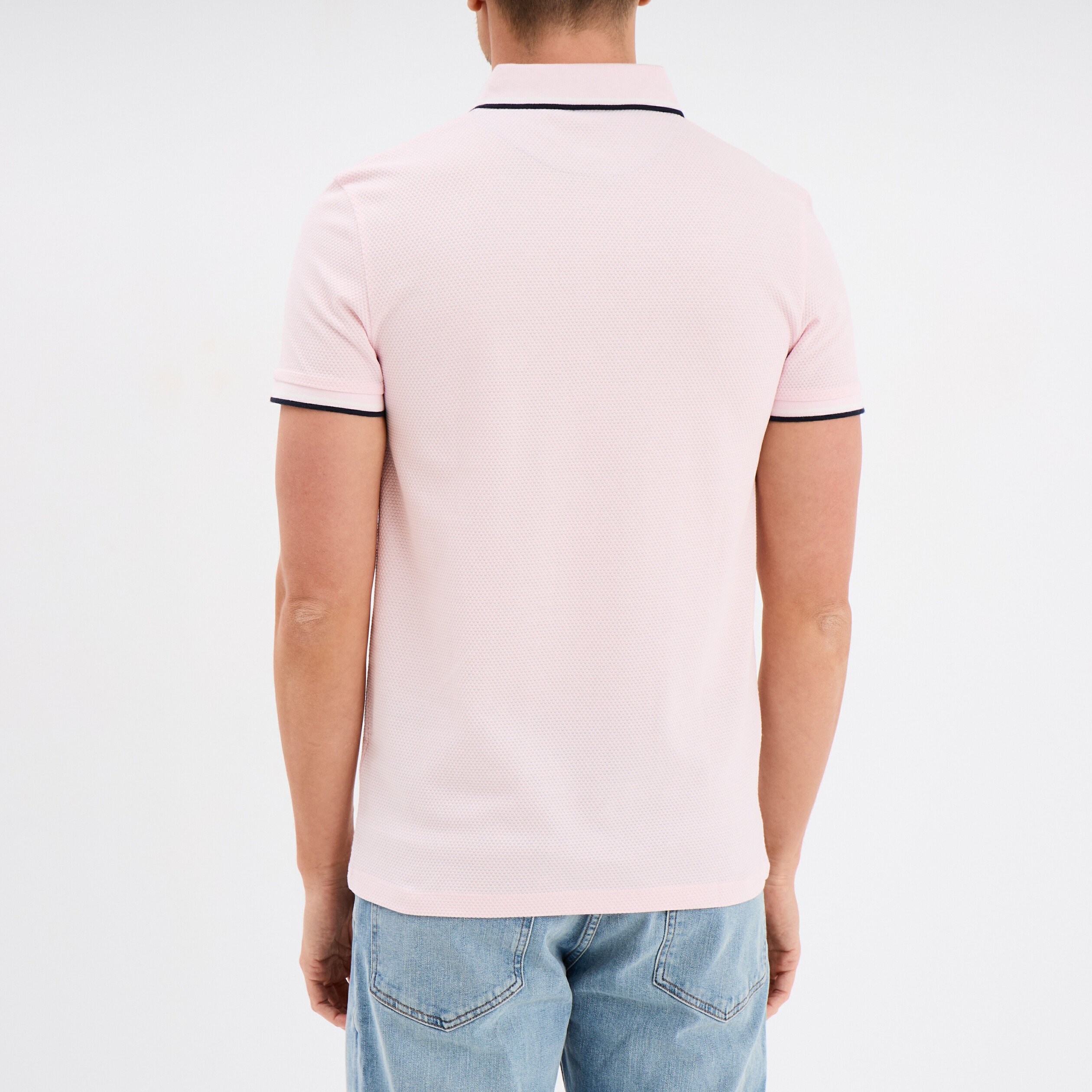 Polo piqu&eacute; manches courtes coton rose homme