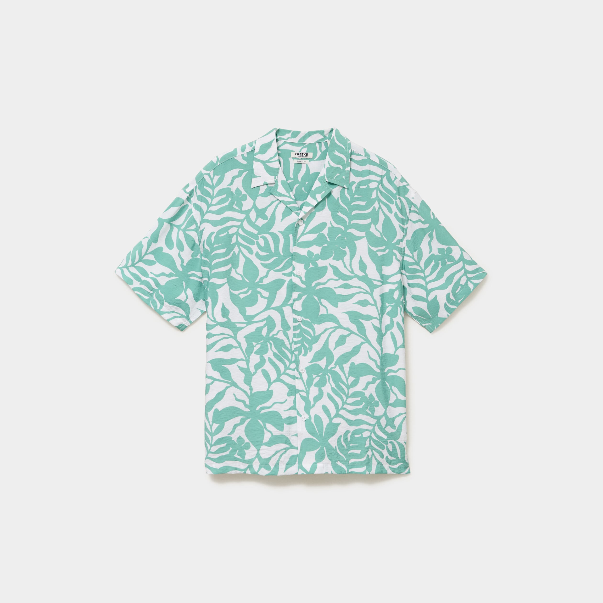 Chemise l&eacute;g&egrave;re textur&eacute;e manches courtes vert homme