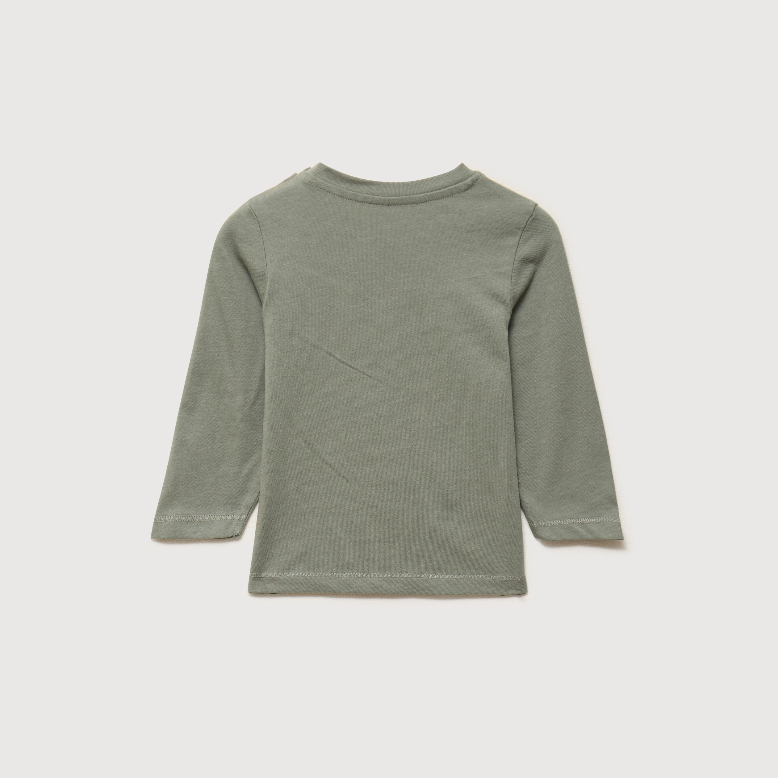 T-shirt &eacute;paule boutonn&eacute;e coton vert kaki b&eacute;b&eacute; gar&ccedil;on