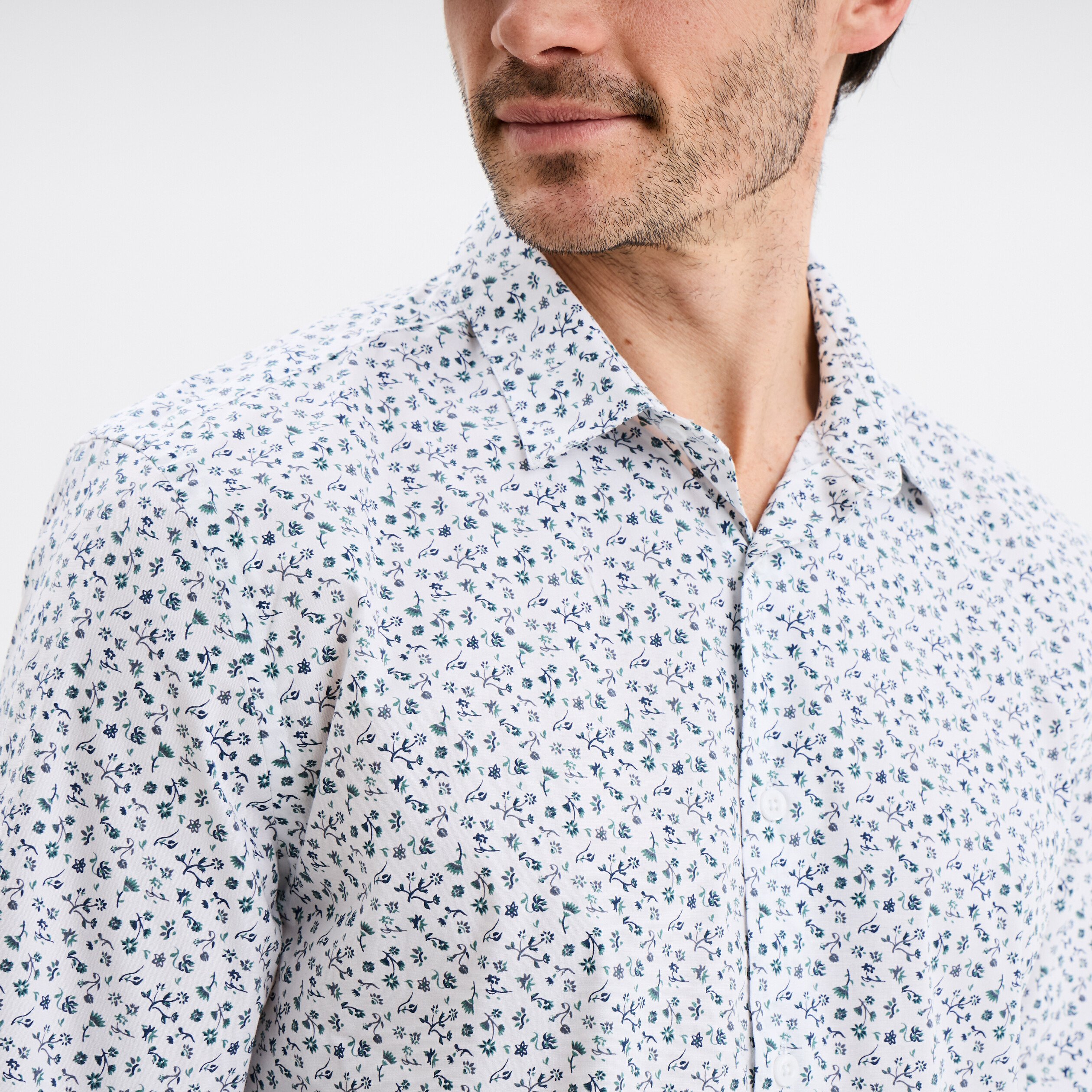 chemise ajustee col francais blanc homme Chemise ajustée col français blanc homme