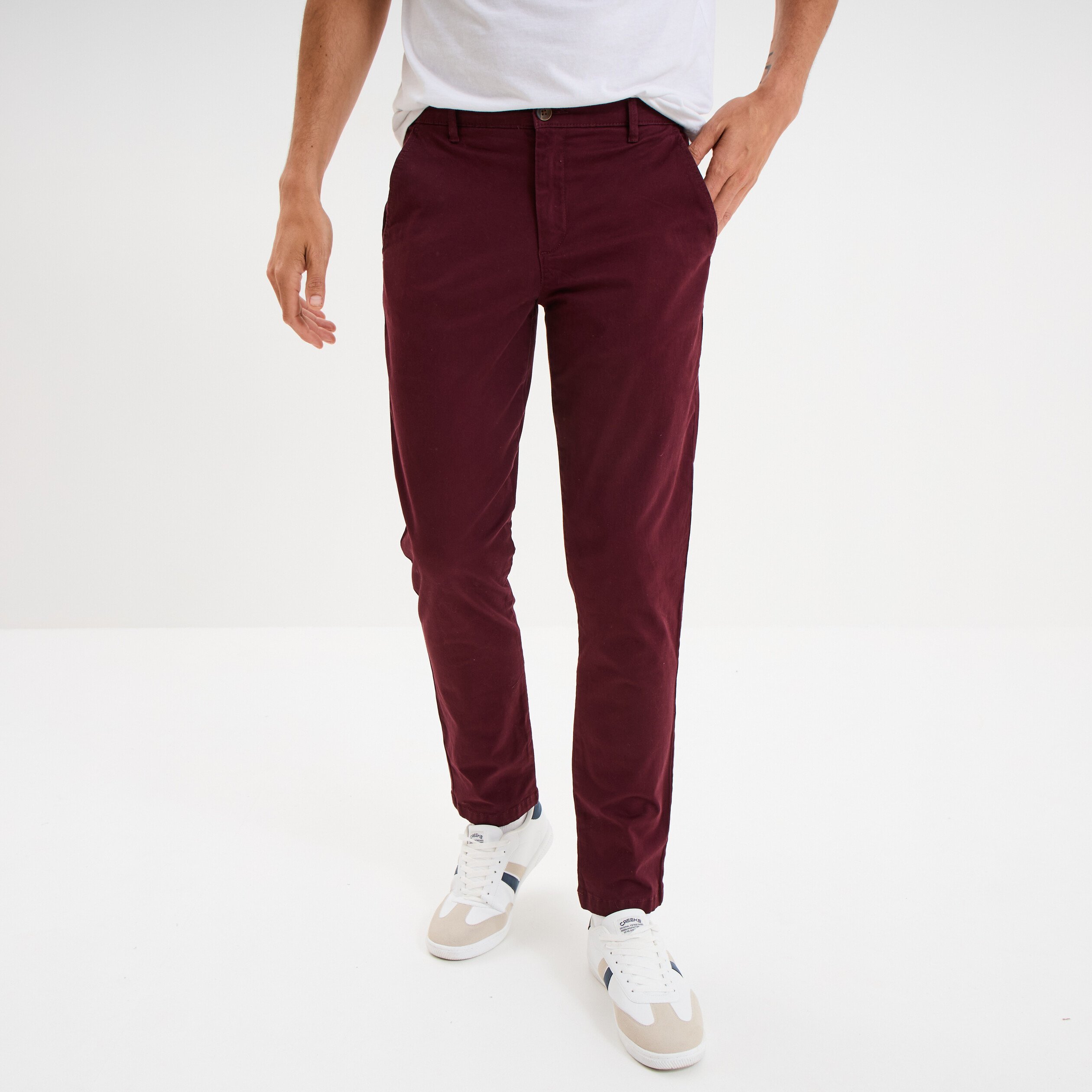 pantalon chino droit stretch violet fonce homme Pantalon chino droit stretch violet foncé homme