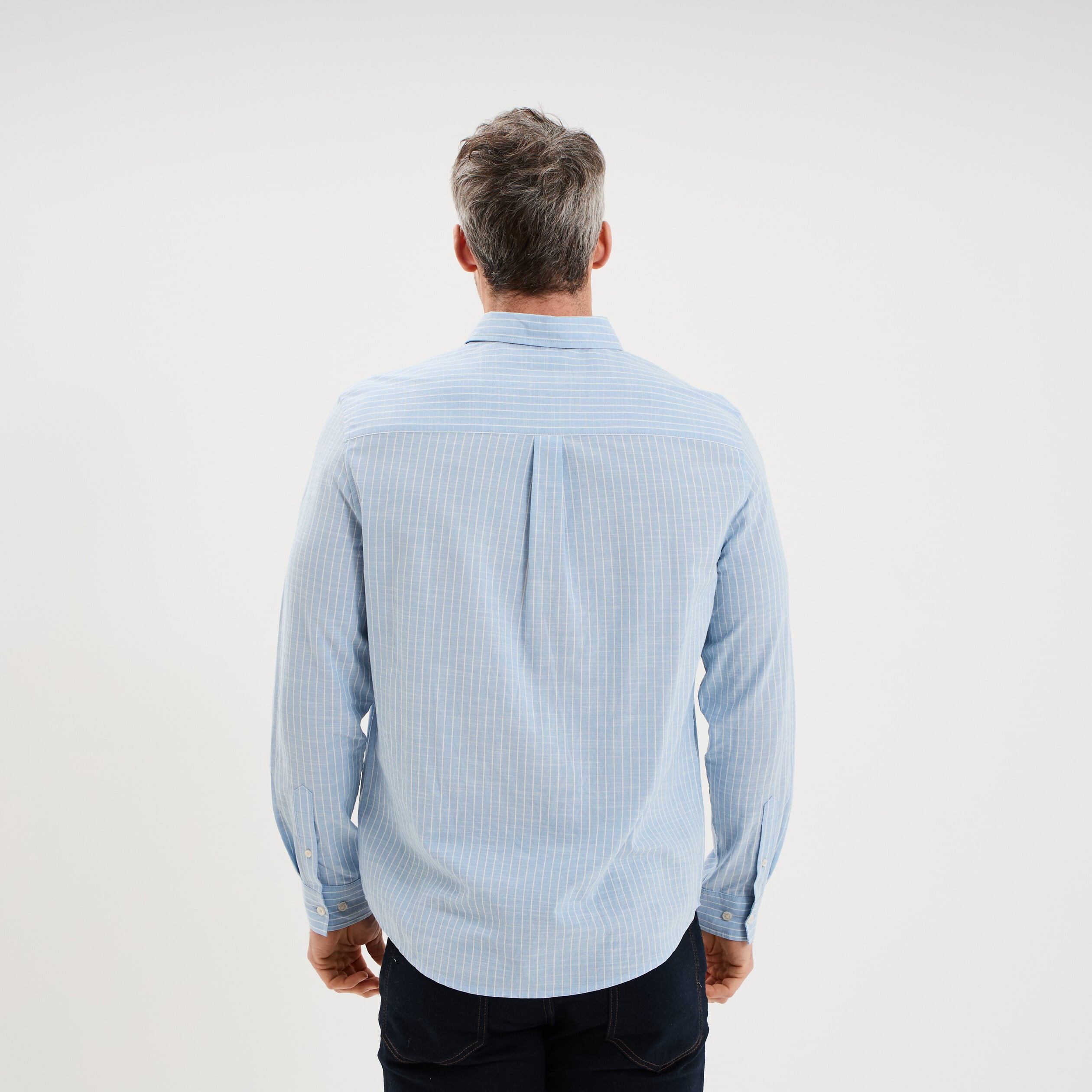 Chemise manches longues coton bleu ciel homme