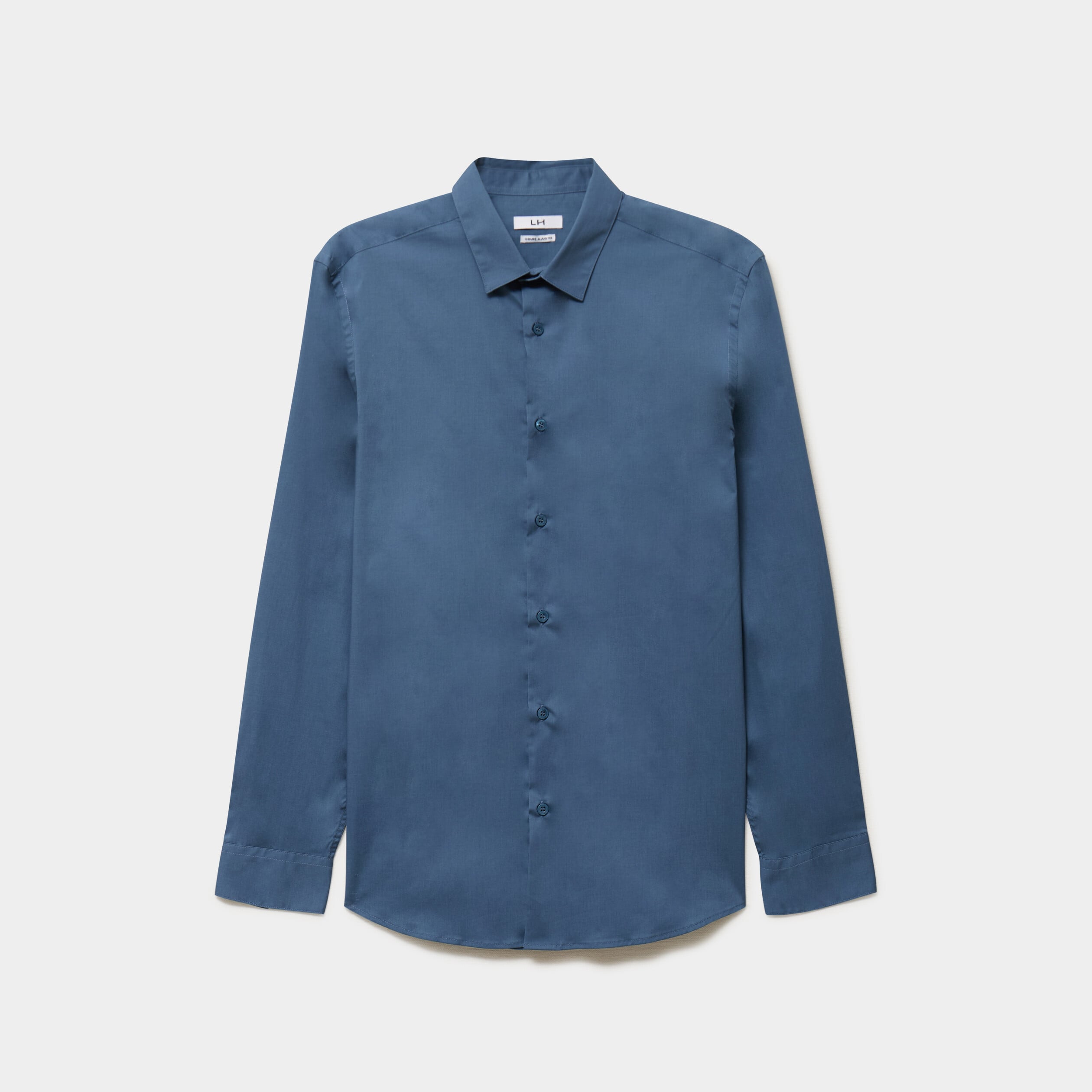 Chemise stretch manches longues bleu gris homme