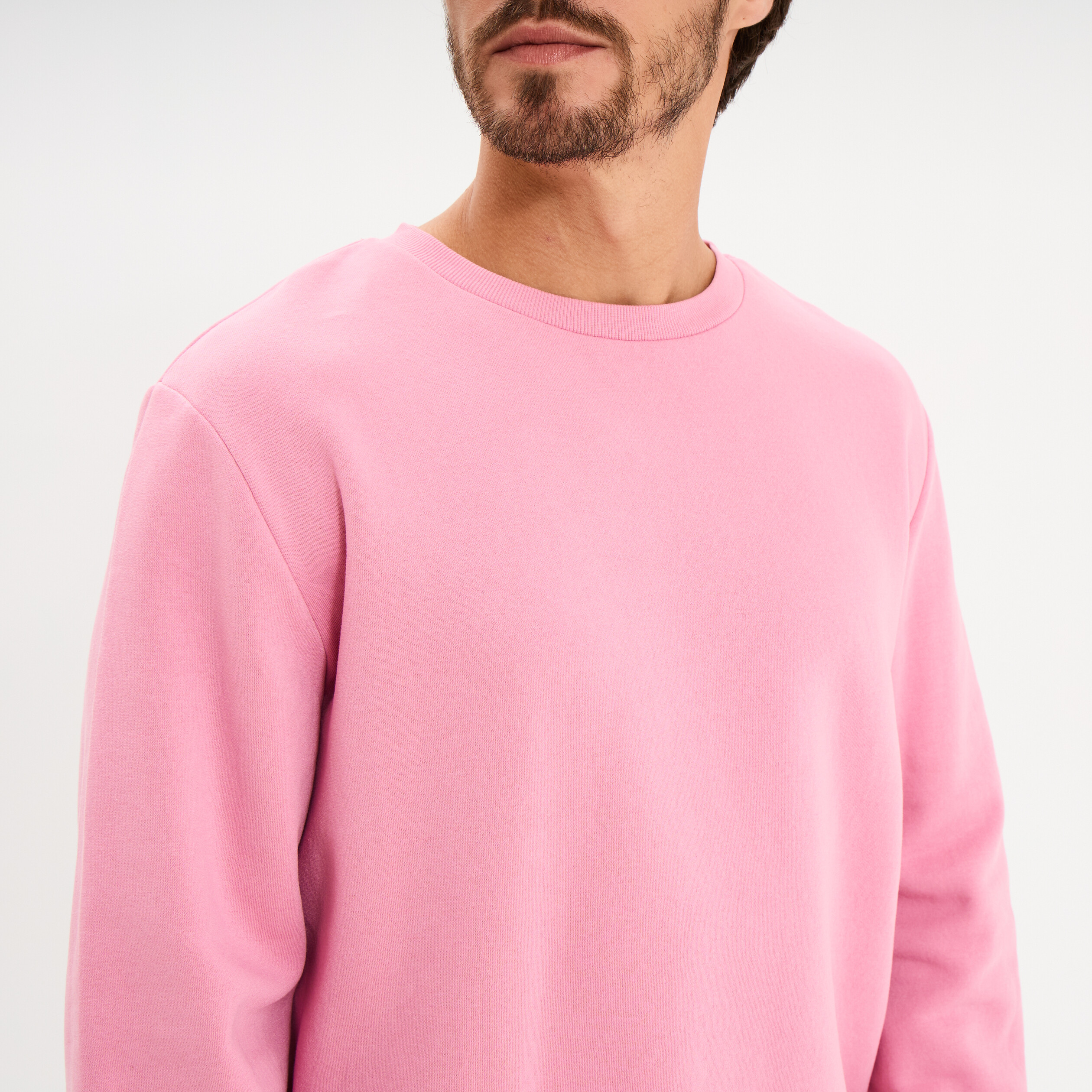 Sweat molleton col rond rose homme