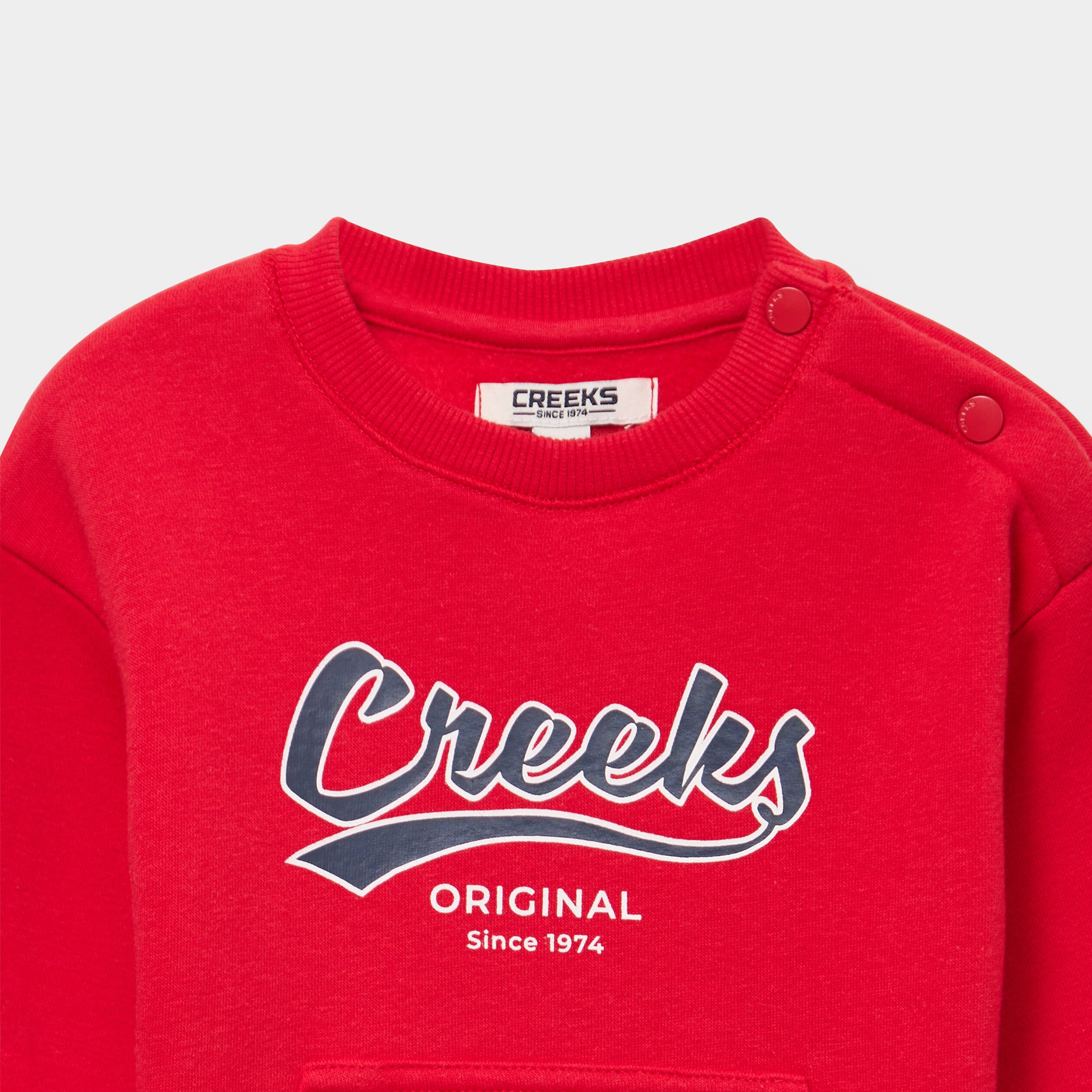 Sweat molletonn&eacute; 1 poche col rond rouge b&eacute;b&eacute; gar&ccedil;on