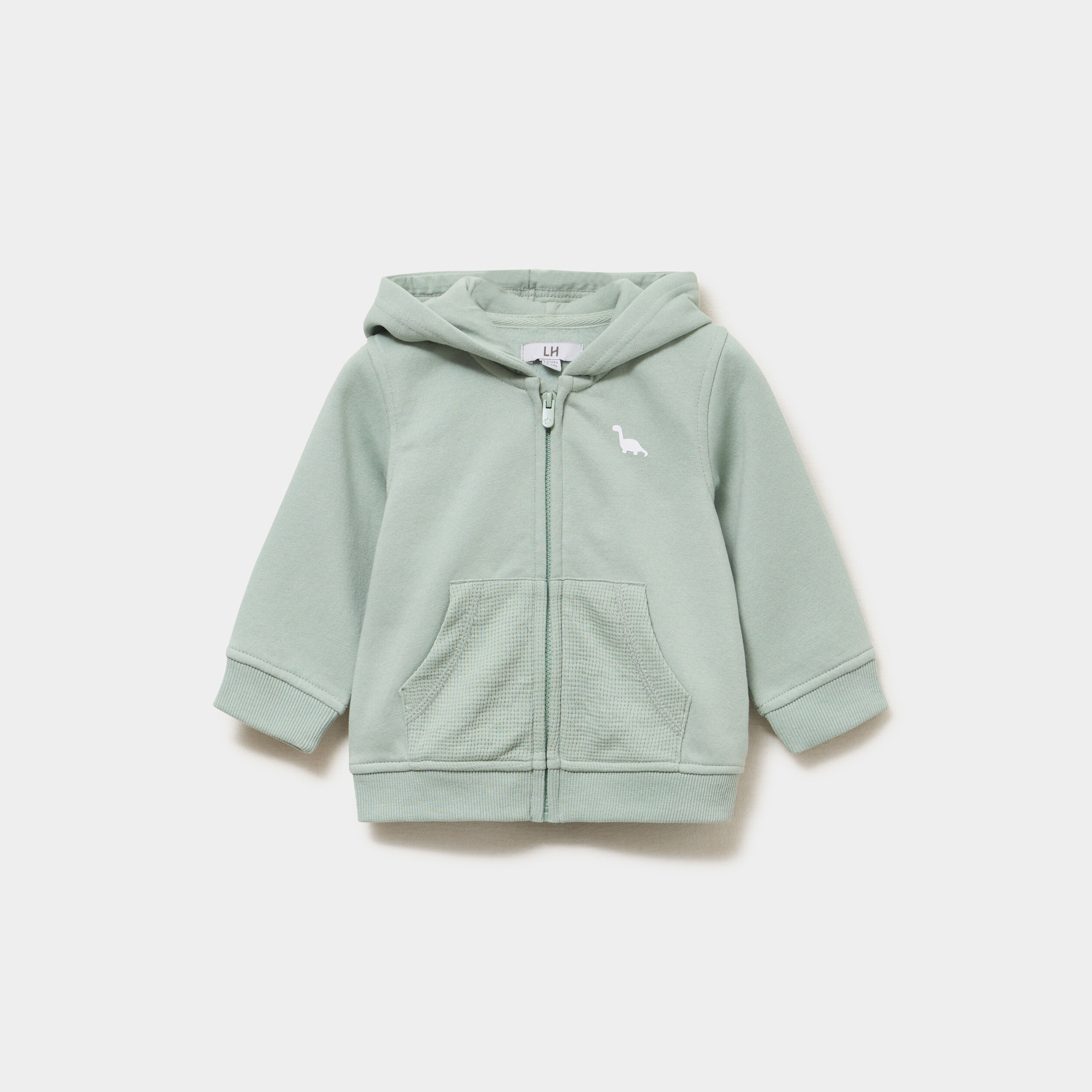Sweat zipp&eacute; &agrave; capuche vert pastel b&eacute;b&eacute; gar&ccedil;on
