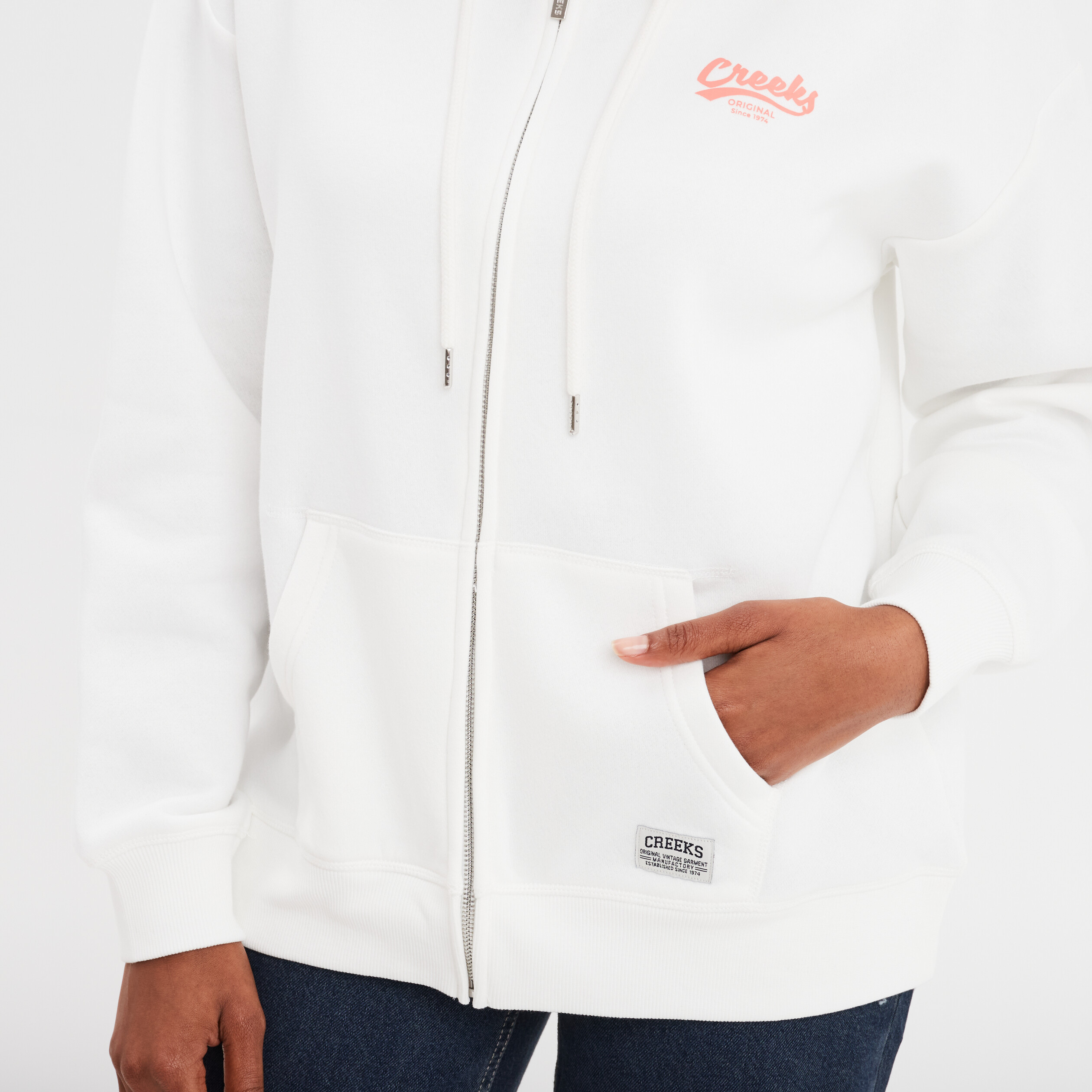 sweat zippe a capuche creeks original blanc femme Sweat zippé à capuche Creeks Original blanc femme