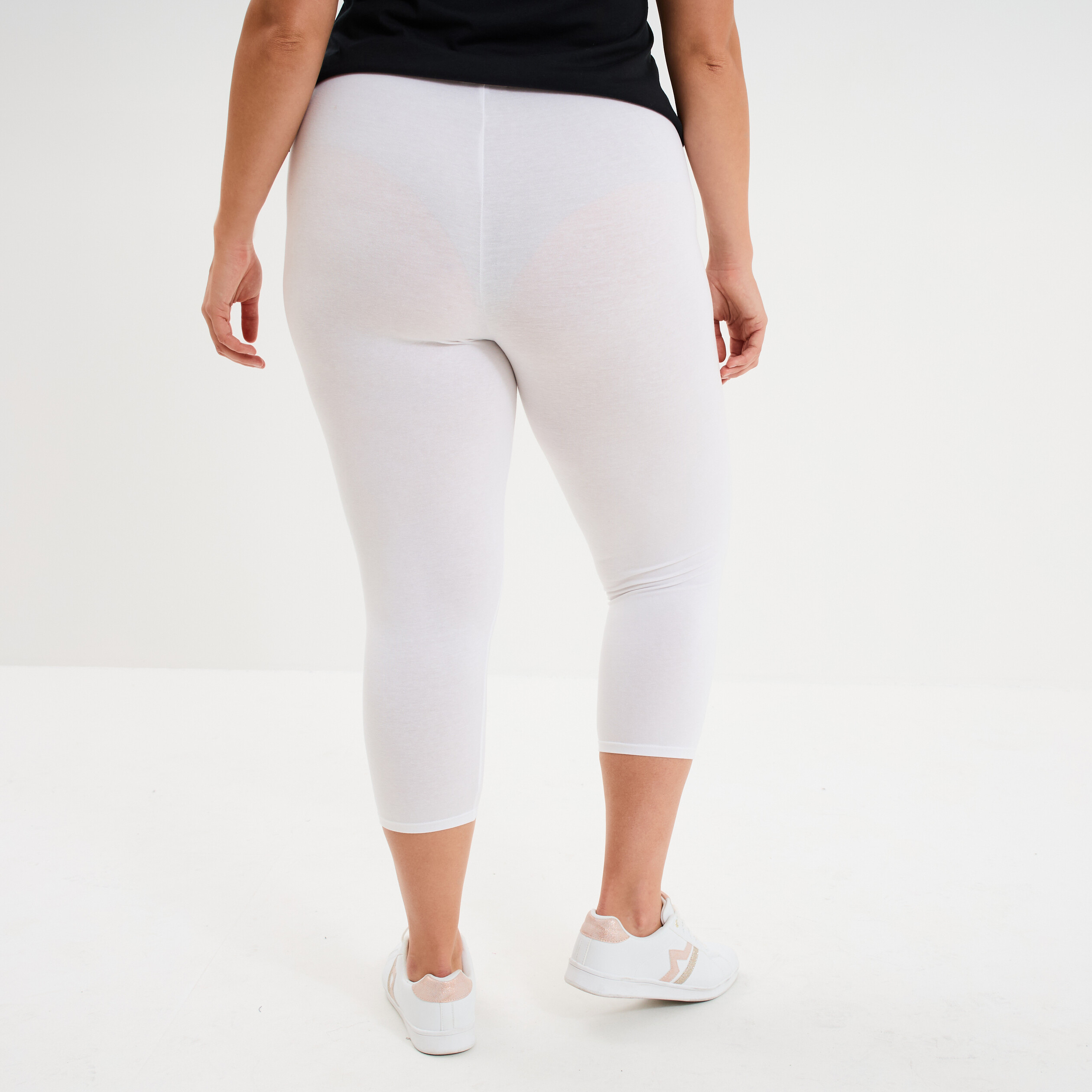 Legging corsaire taille &eacute;lastiqu&eacute;e blanc femme grande taille