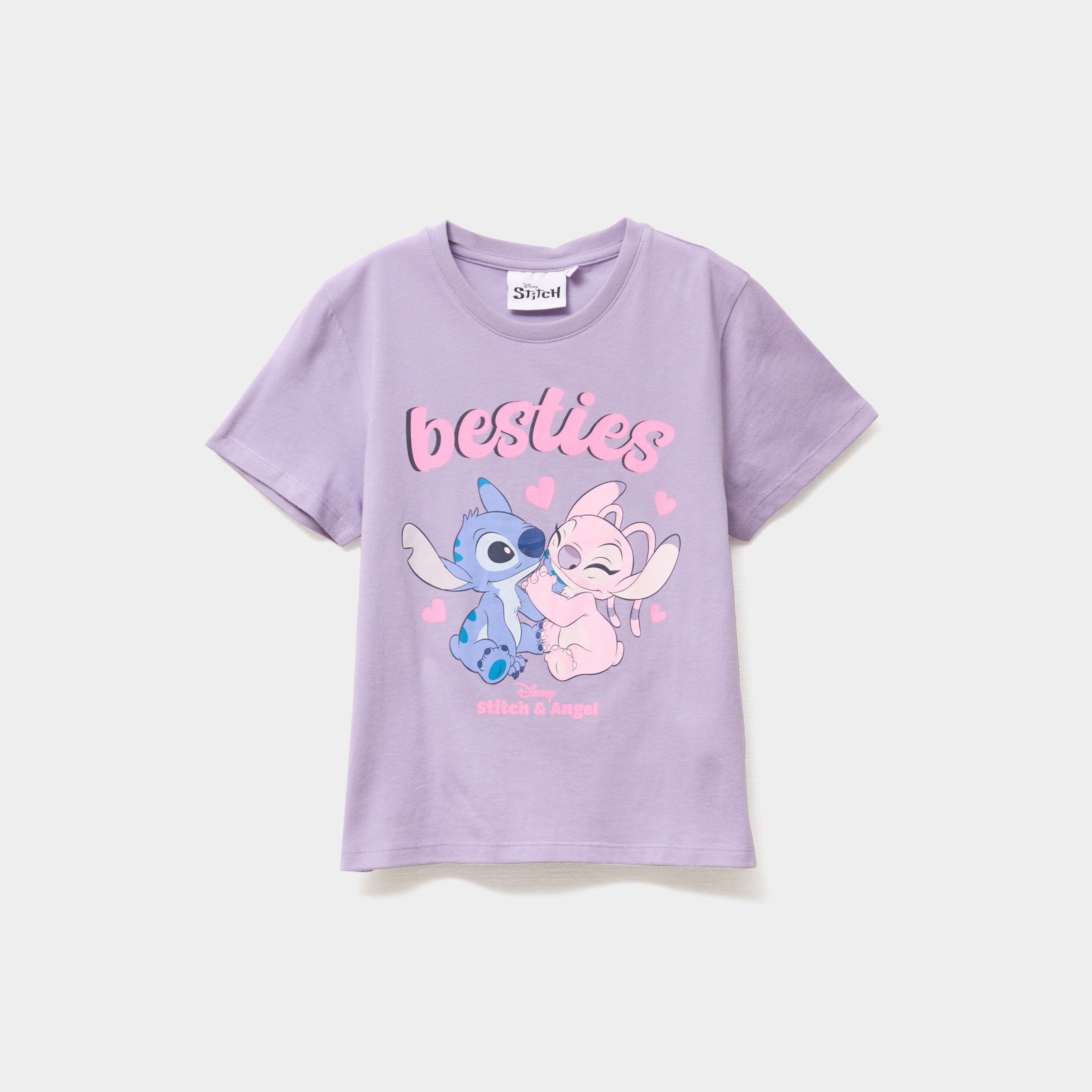 t shirt manches courtes coton stitch parme fille T-shirt manches courtes coton Stitch parme fille