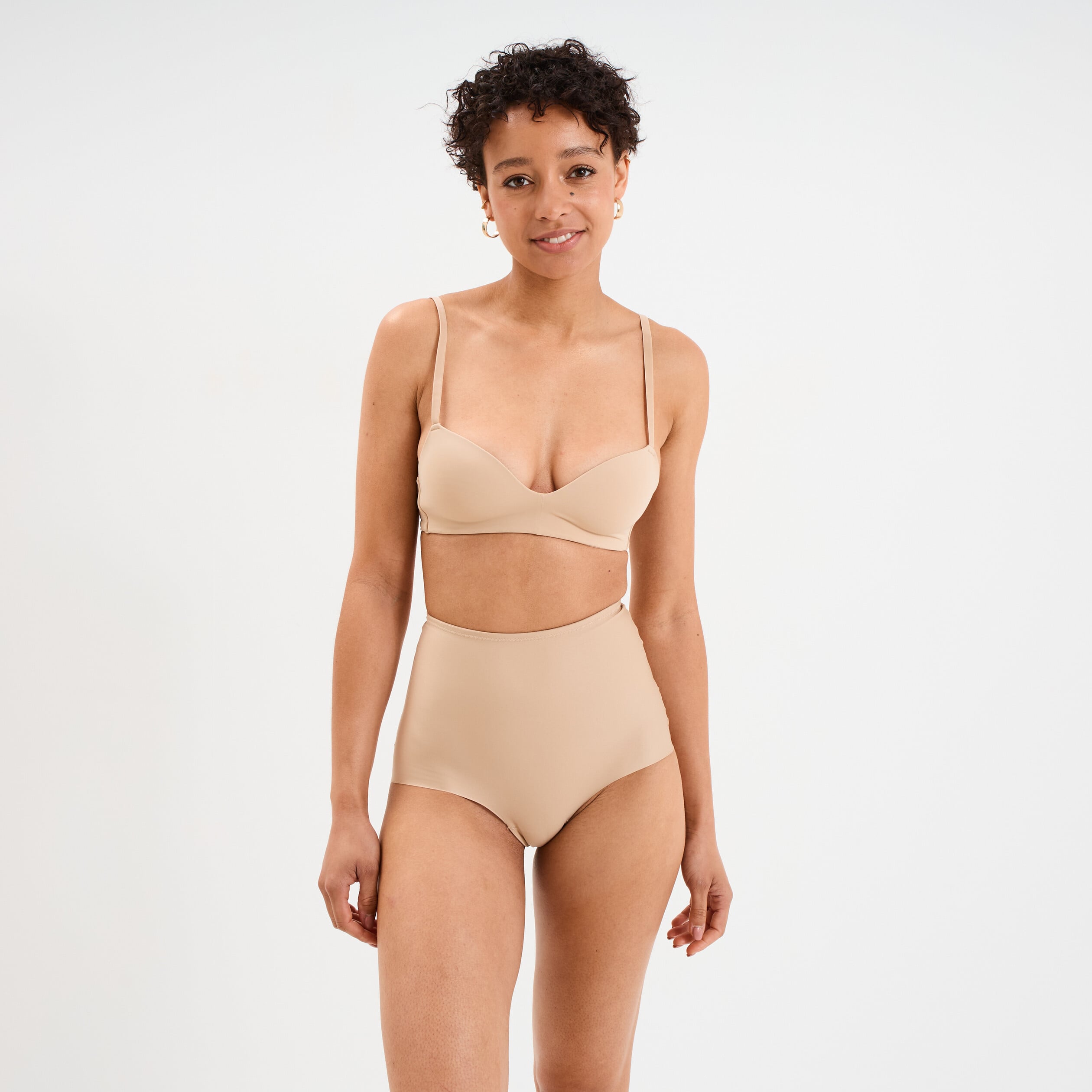Soutien-gorge push-up triangle beige femme