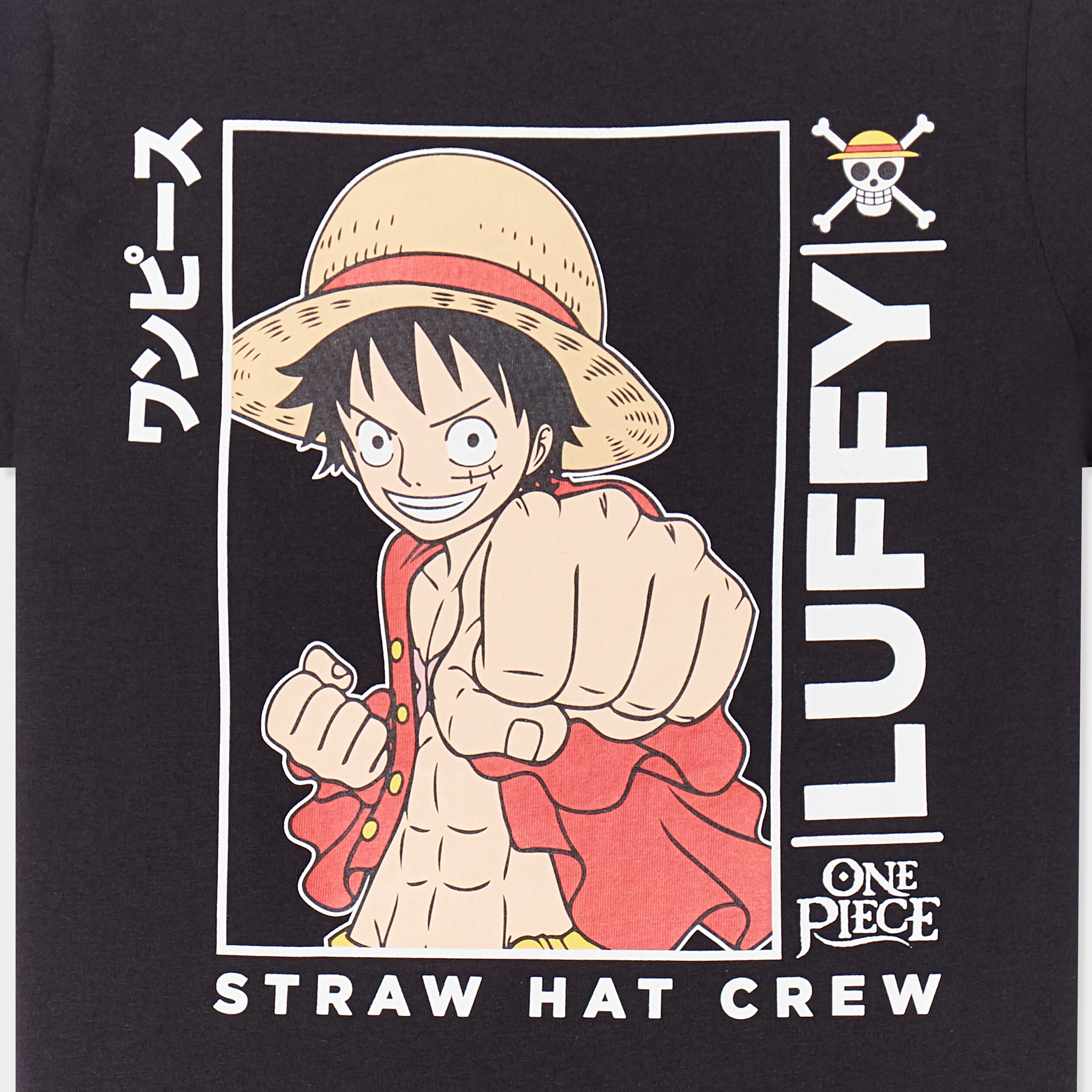 t shirt manches courtes one piece luffy noir garcon T-shirt manches courtes One Piece Luffy noir garçon