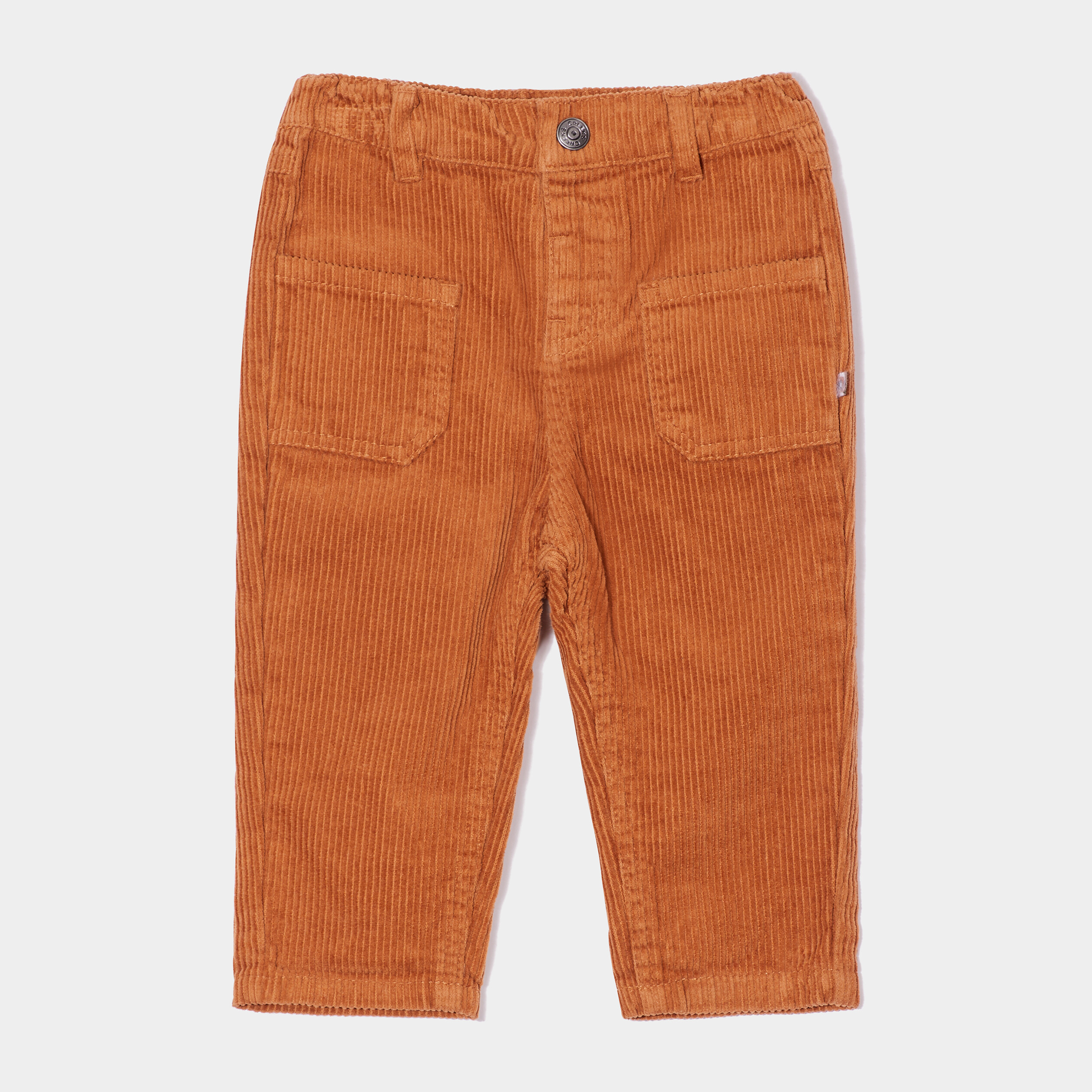 Pantalon droit velours côtelé marron cognac bébé garçon