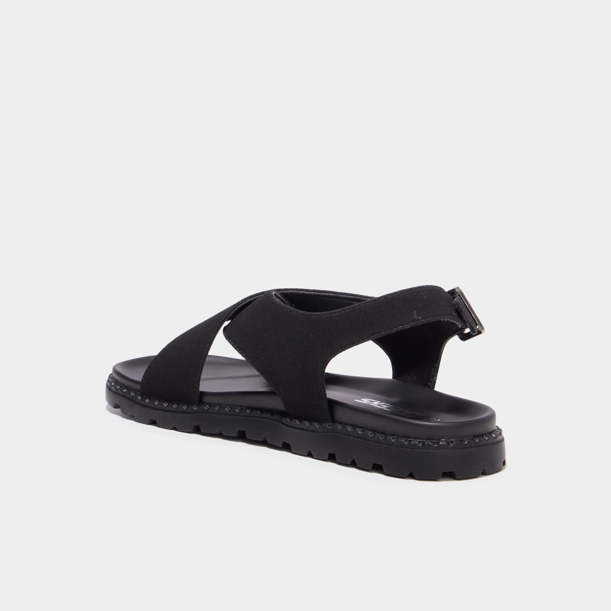 Sandales brides crois&eacute;es noir femme
