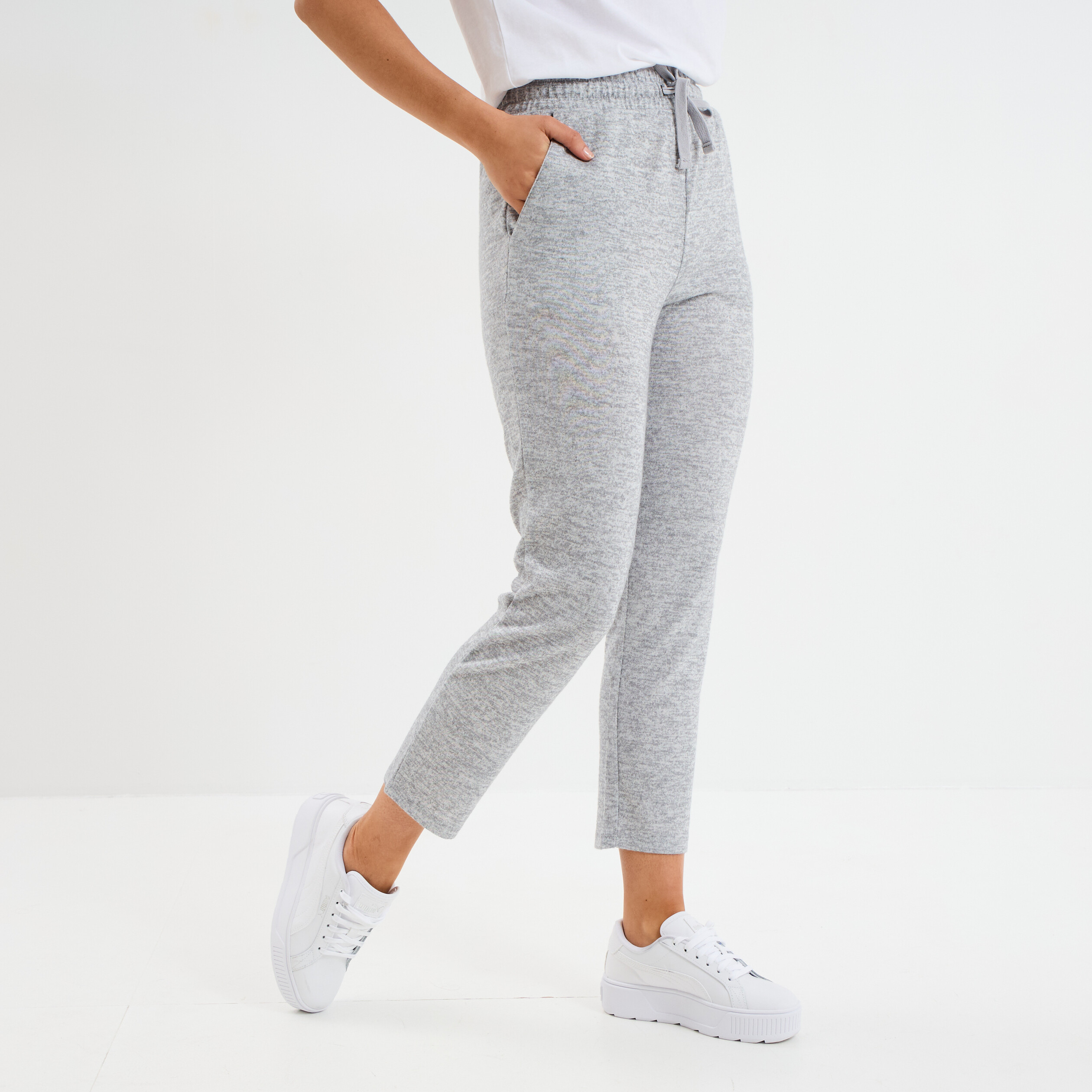 Pantalon jogging 7 8eme gris clair femme