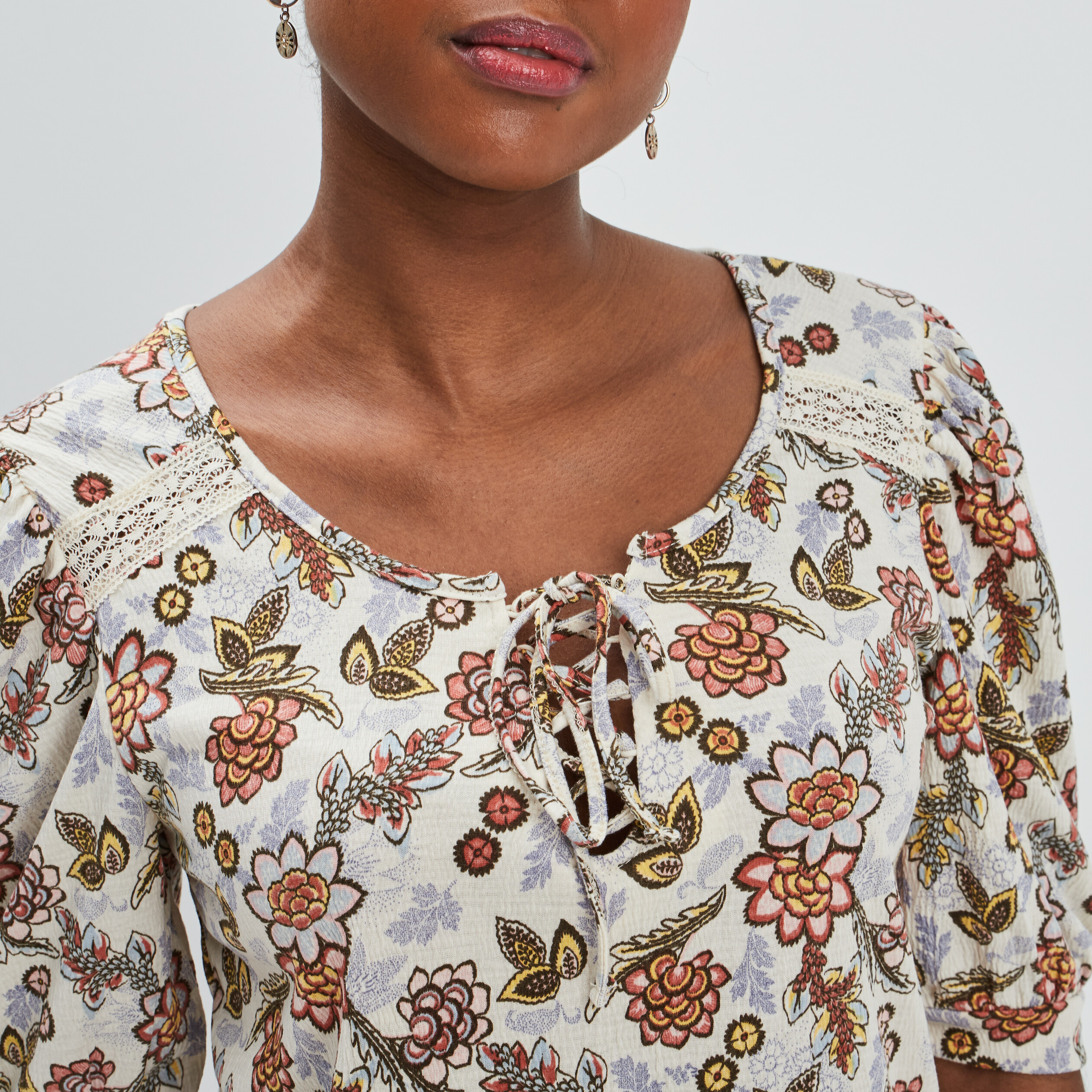 T-shirt manches courtes beige femme