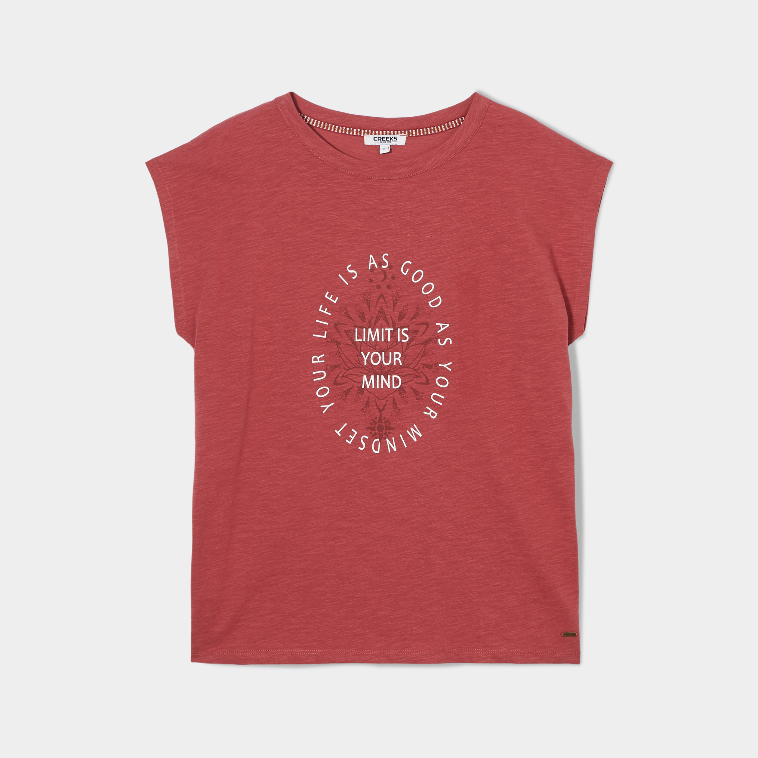 T-shirt col rond manches courtes Creeks bordeaux femme