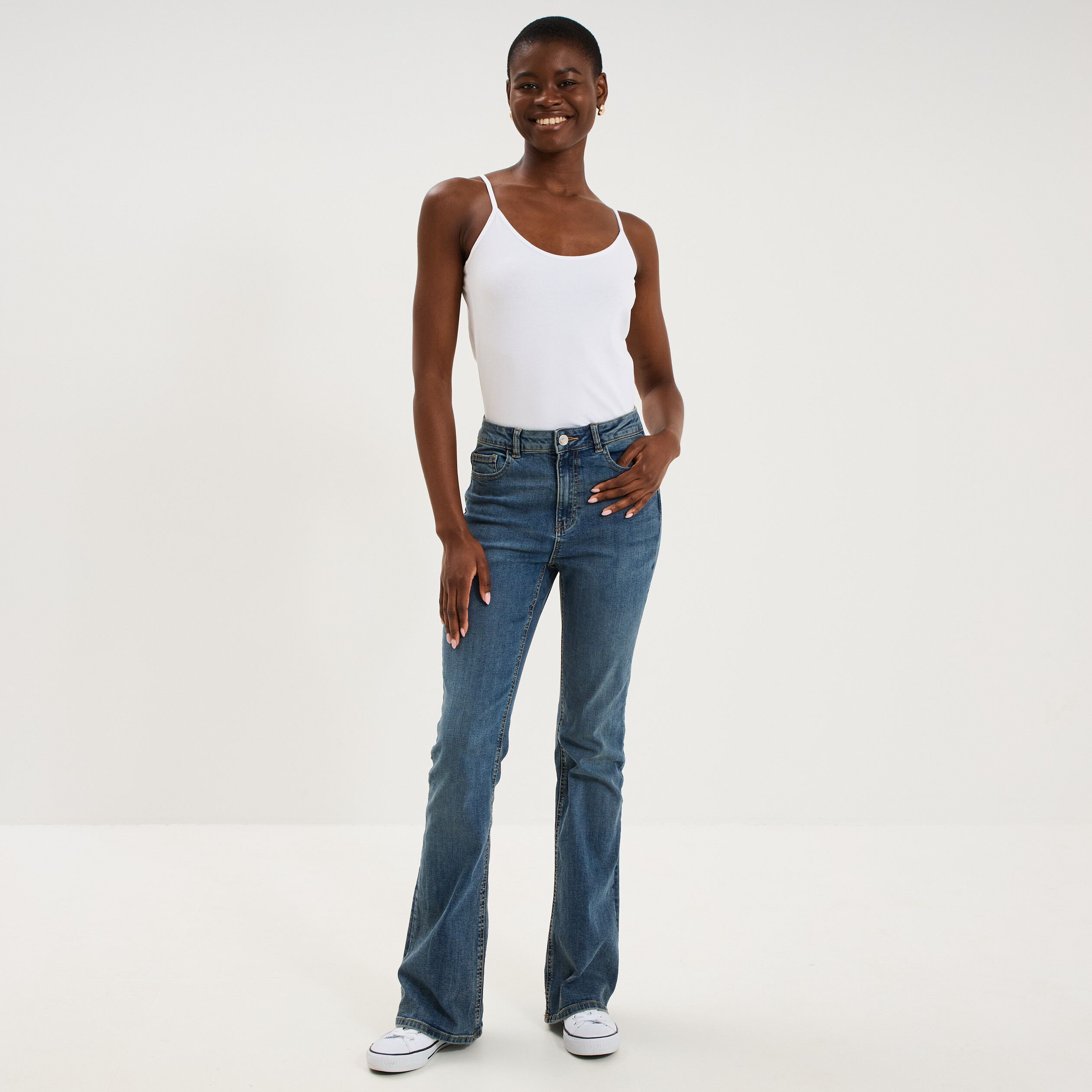 D&eacute;bardeur coton bretelles r&eacute;glables blanc femme