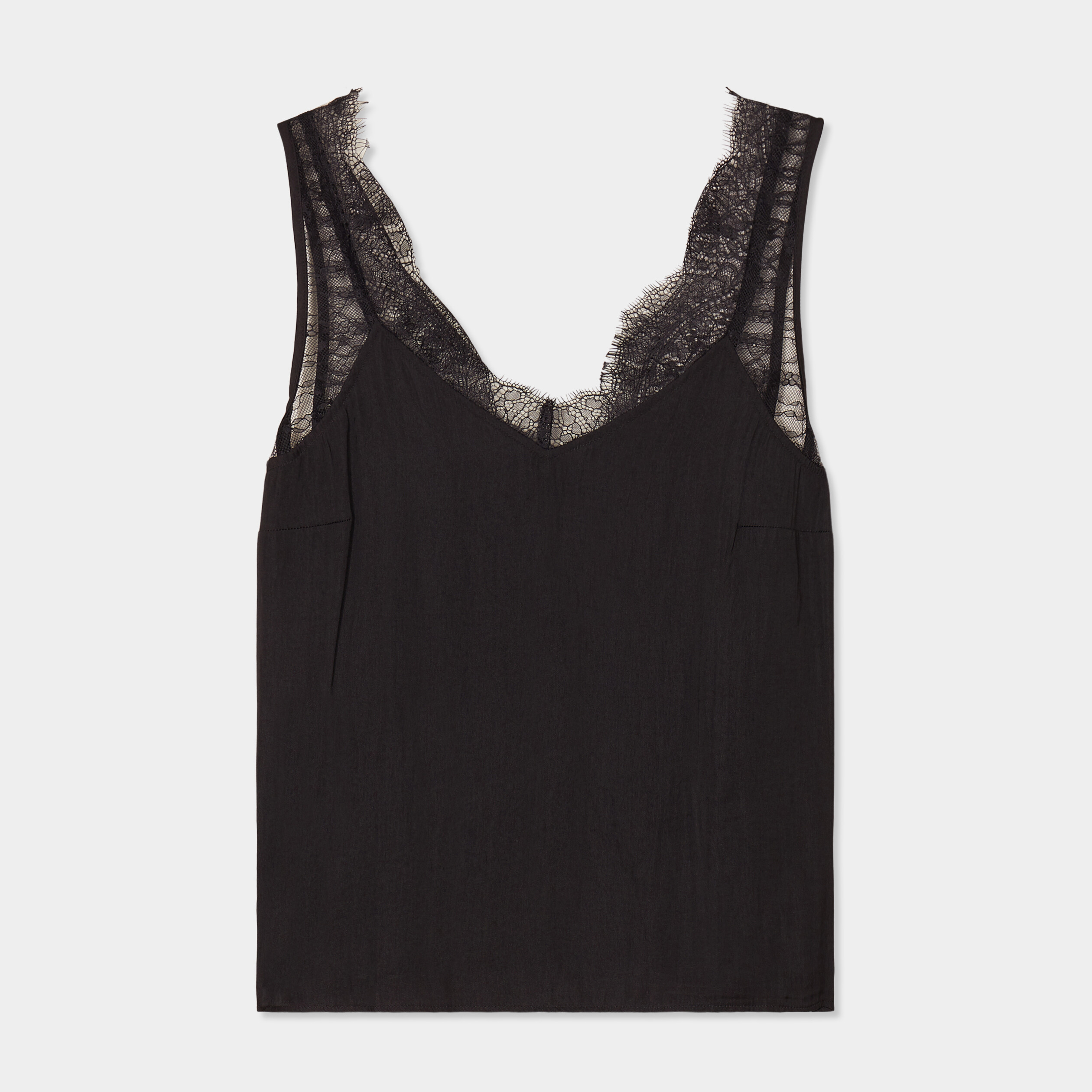 caraco col v avec dentelle noir femme Caraco col V avec dentelle noir femme