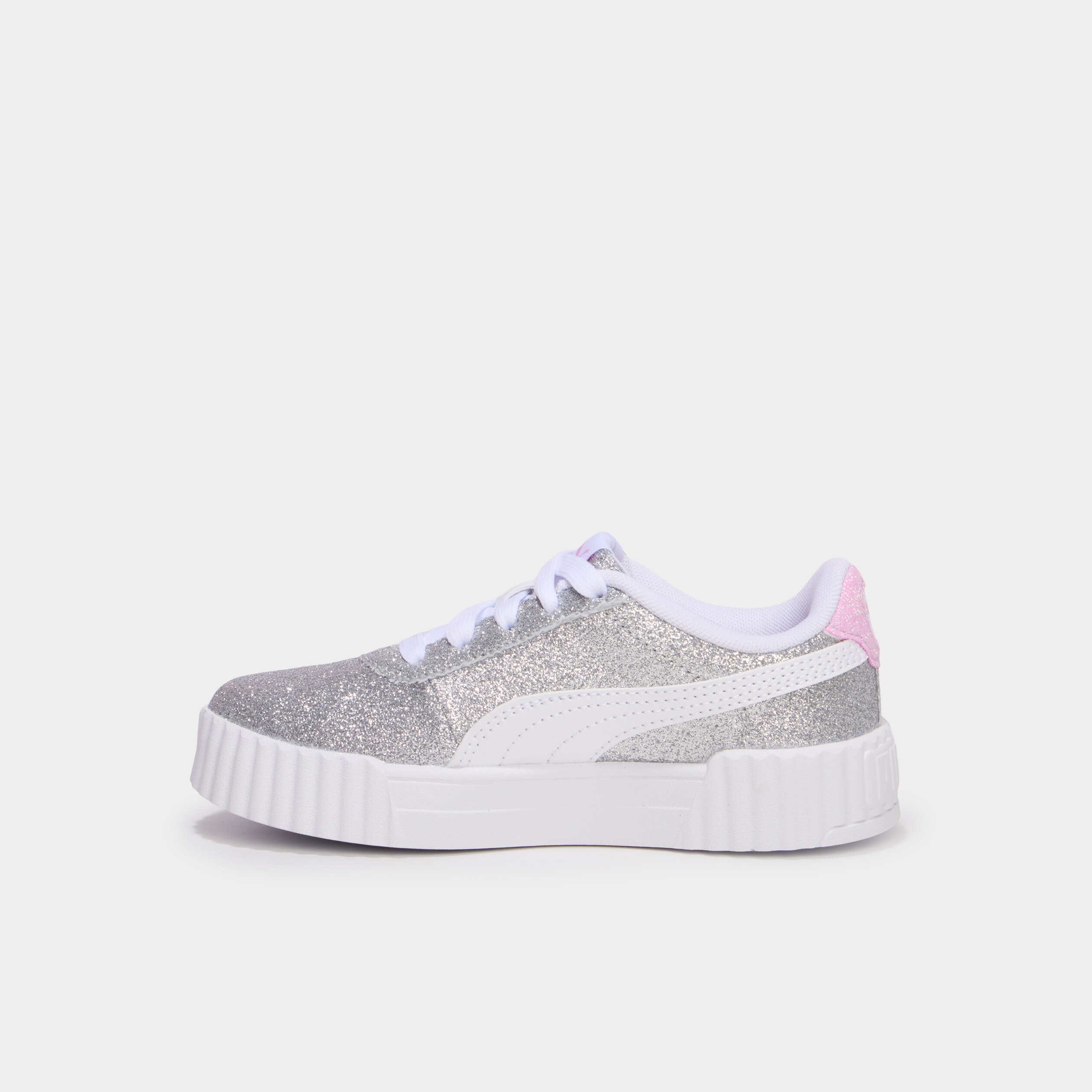Baskets &agrave; paillettes Puma Carina gris argent fille