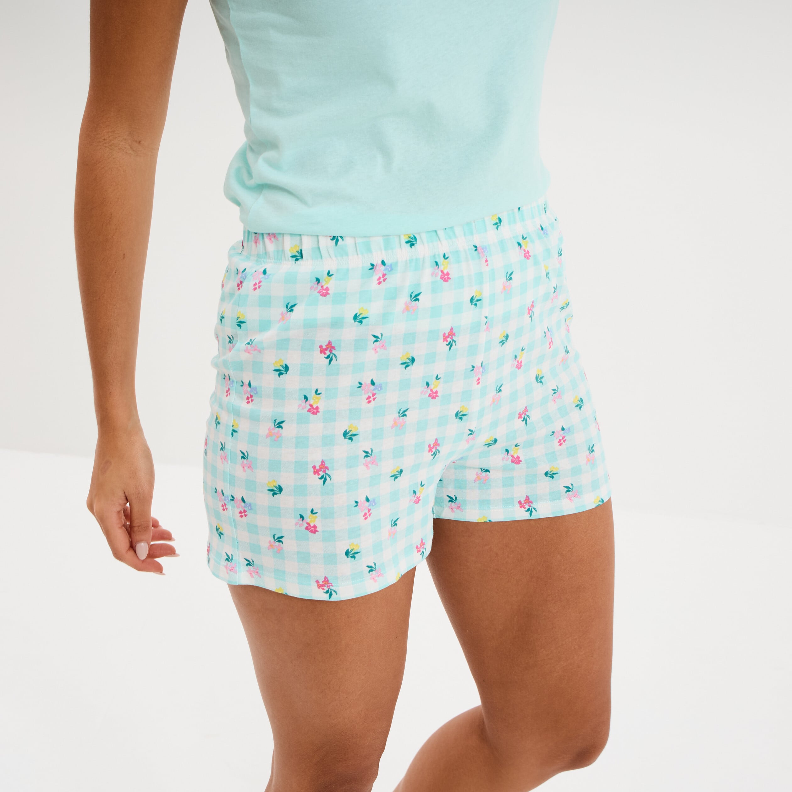 Bas de pyjama short coton bleu femme
