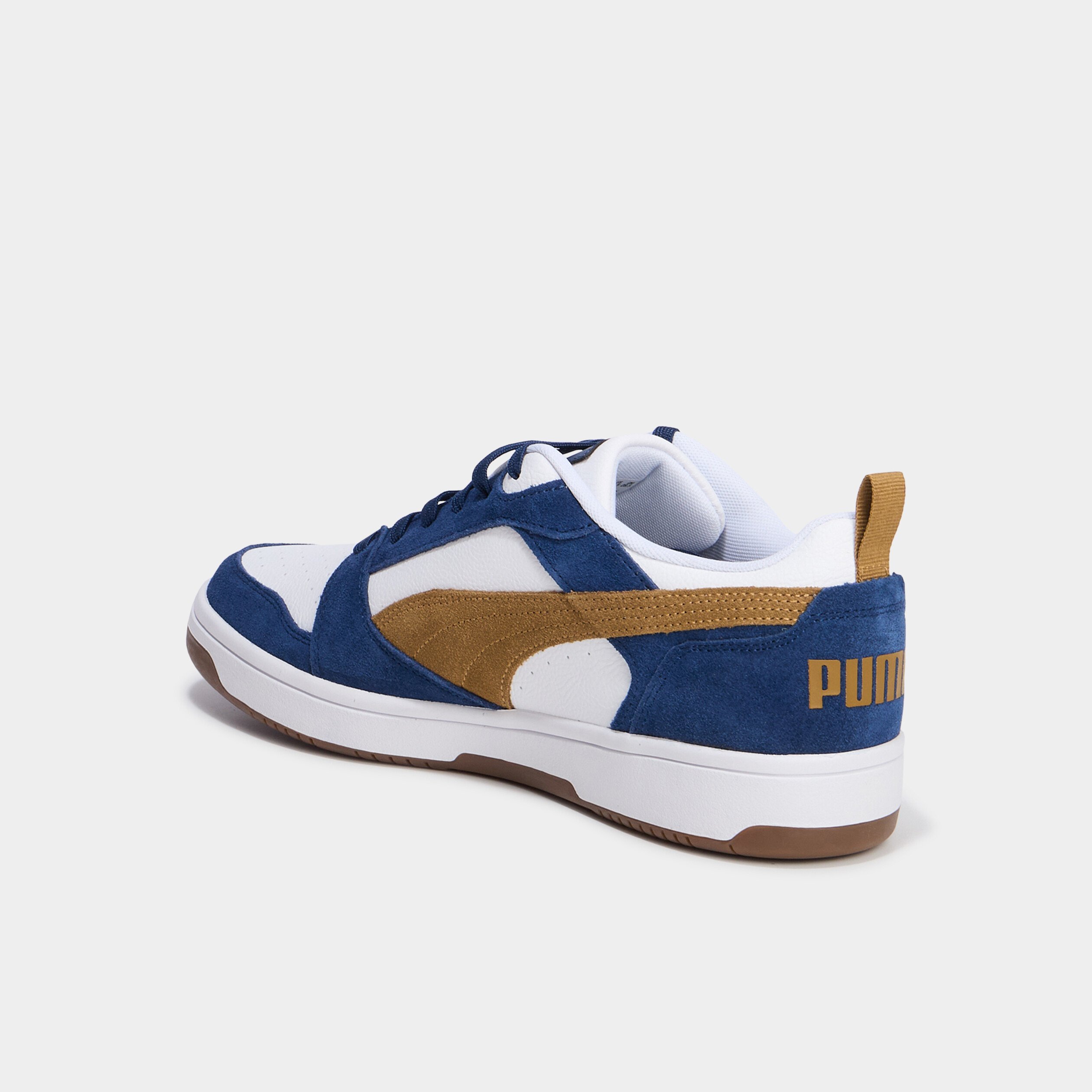 tennis basses a lacets en cuir puma bleu fonce homme Tennis basses à lacets en cuir Puma bleu foncé homme