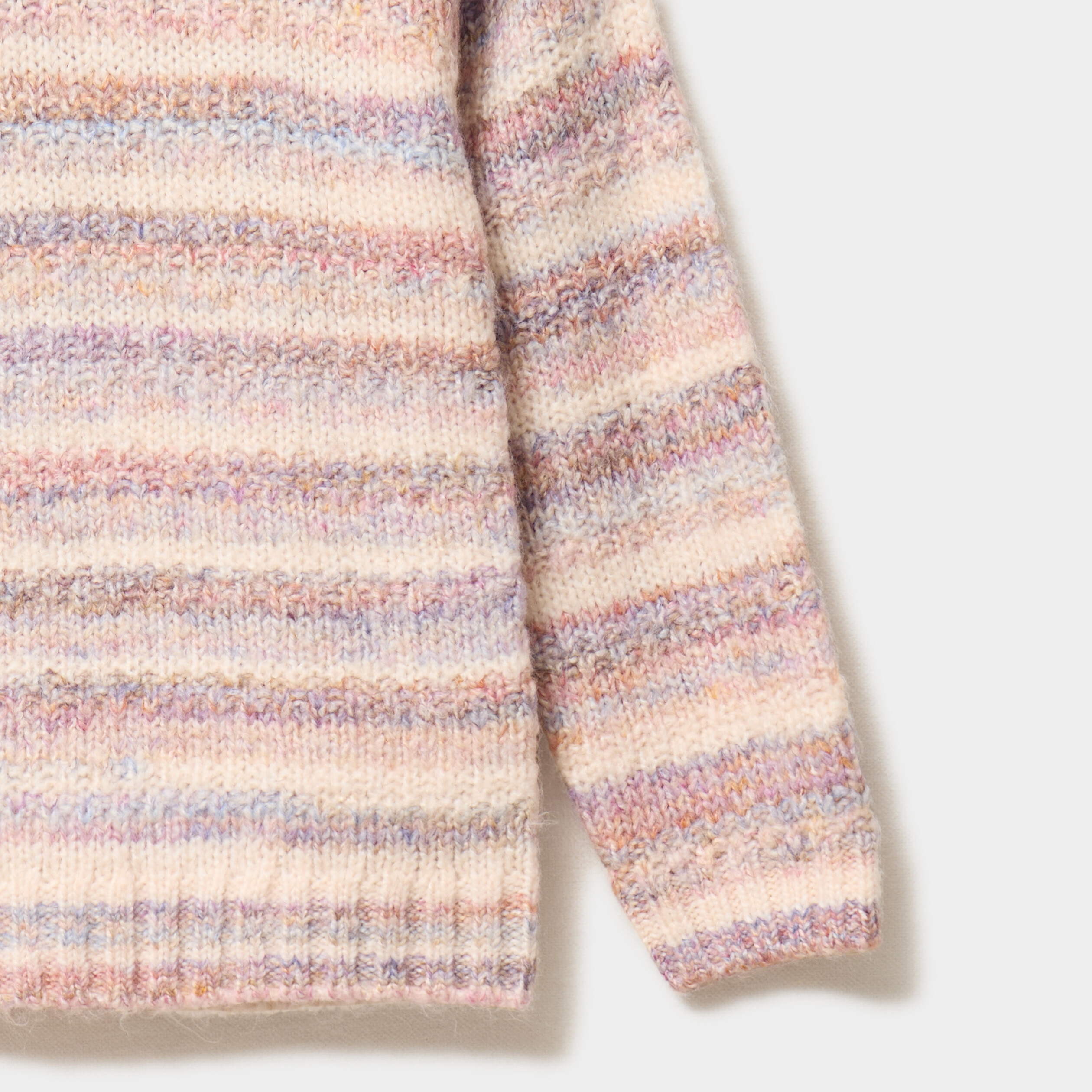 Pull col rond droit manches longues multicolore fille