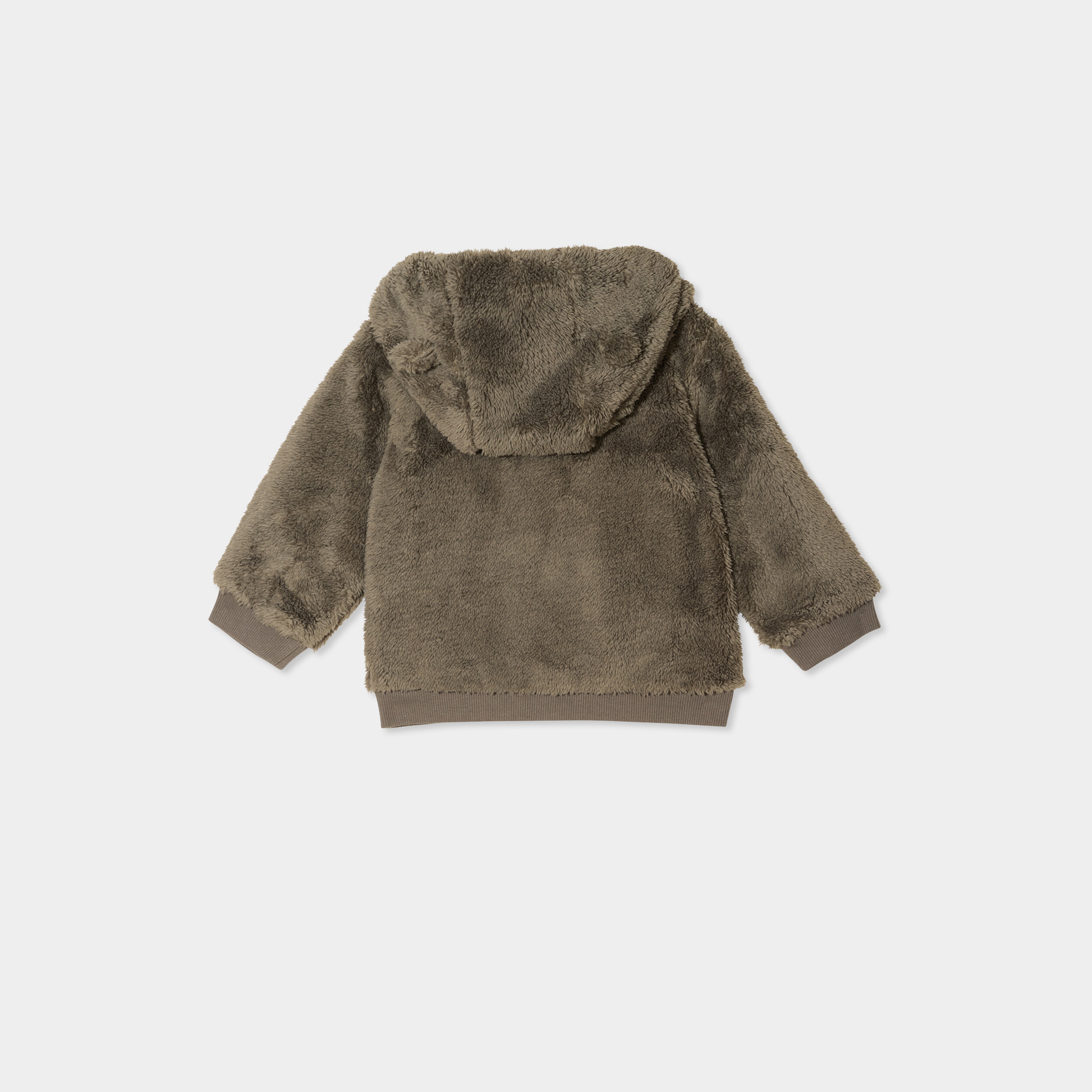 gilet zippe effet polaire a capuche vert kaki bebeg Gilet zippé effet polaire à capuche vert kaki bébé garçon